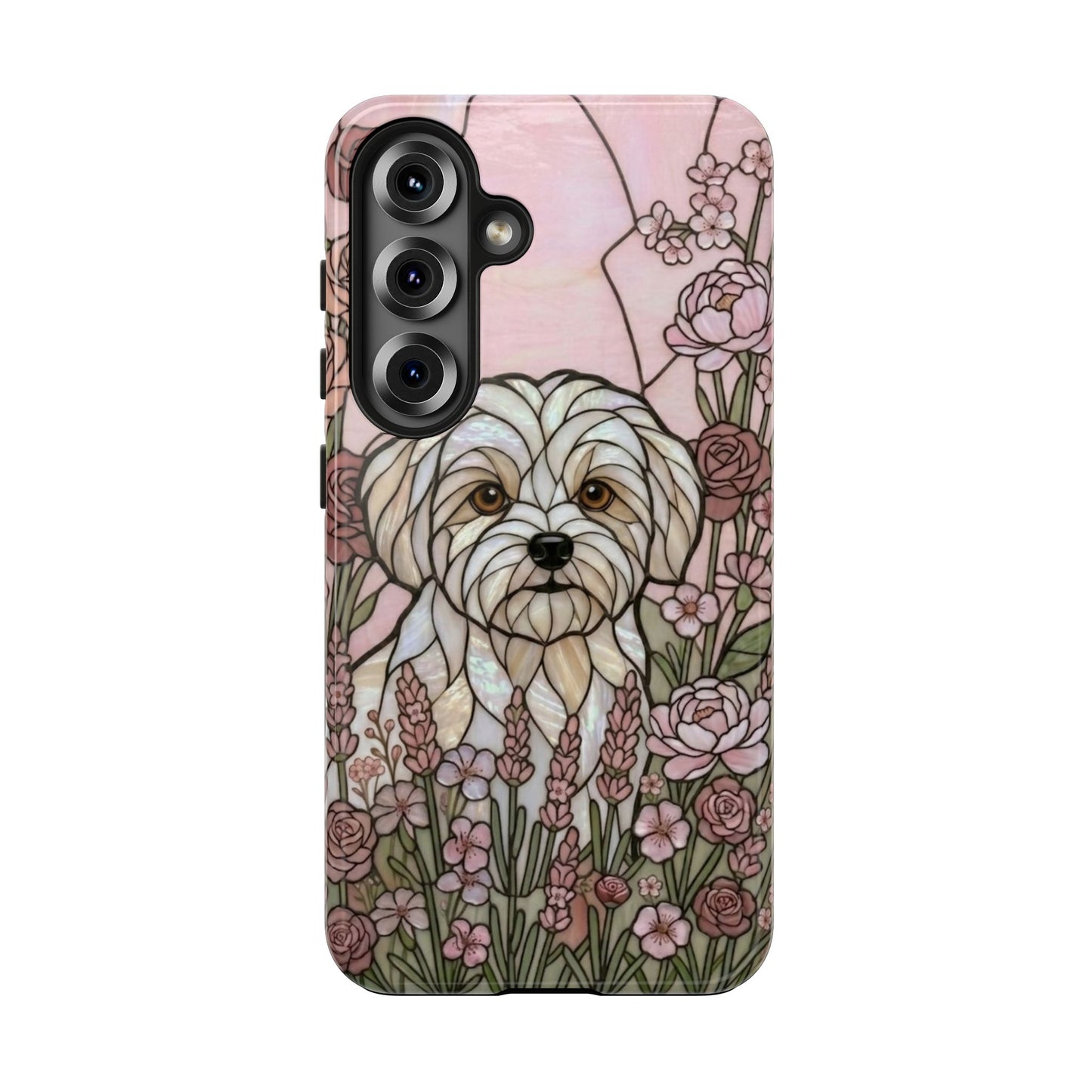 Maltese Stained Glass Style Tough Case — Rose Garden Theme