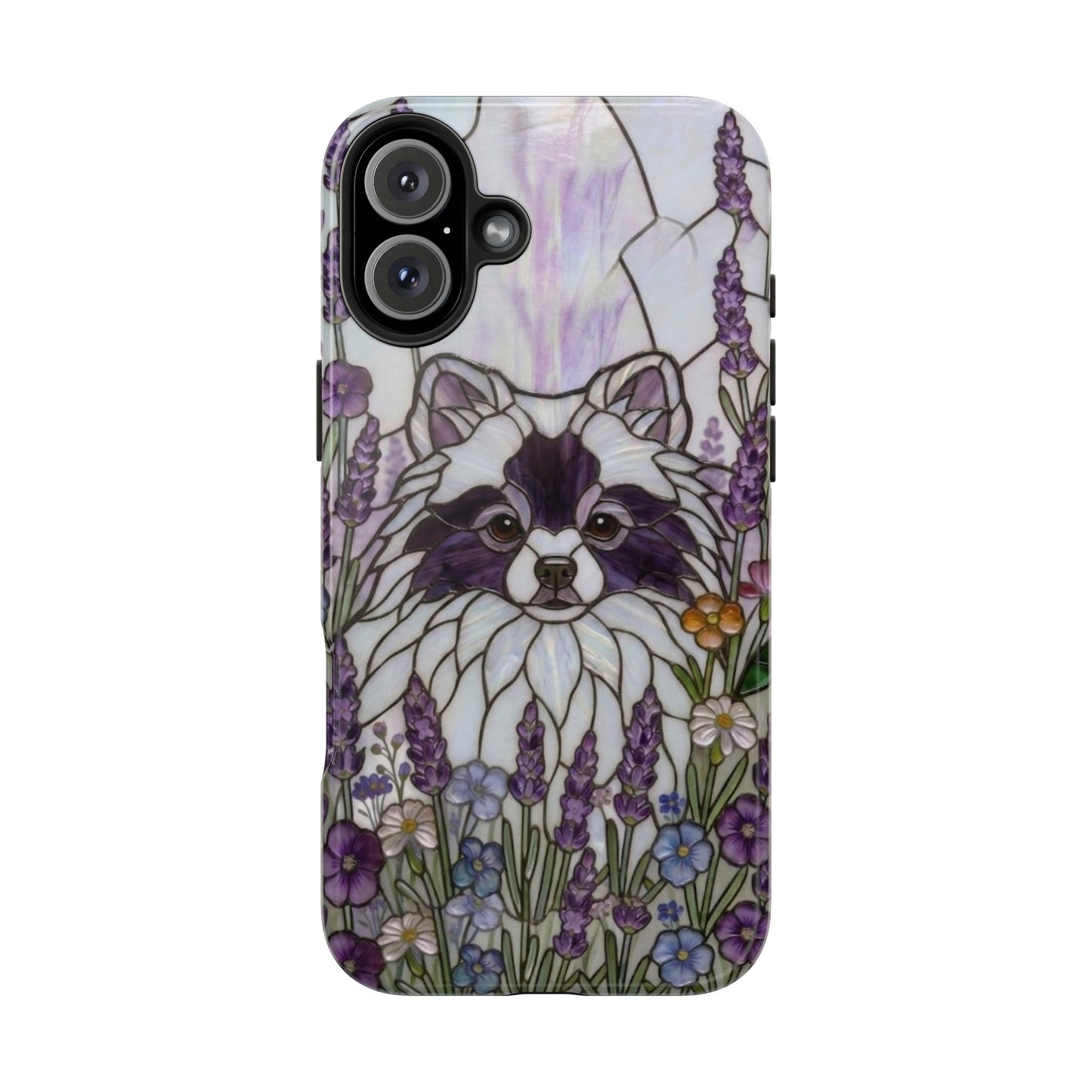 Pomeranian Stained Glass Style Tough Case — Lavender Floral Theme