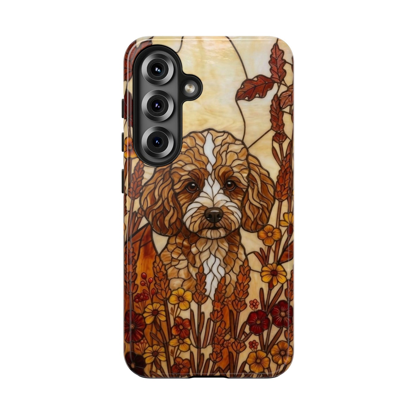 Toy Poodle Stained Glass Style Tough Case — Autumn Warmth Theme