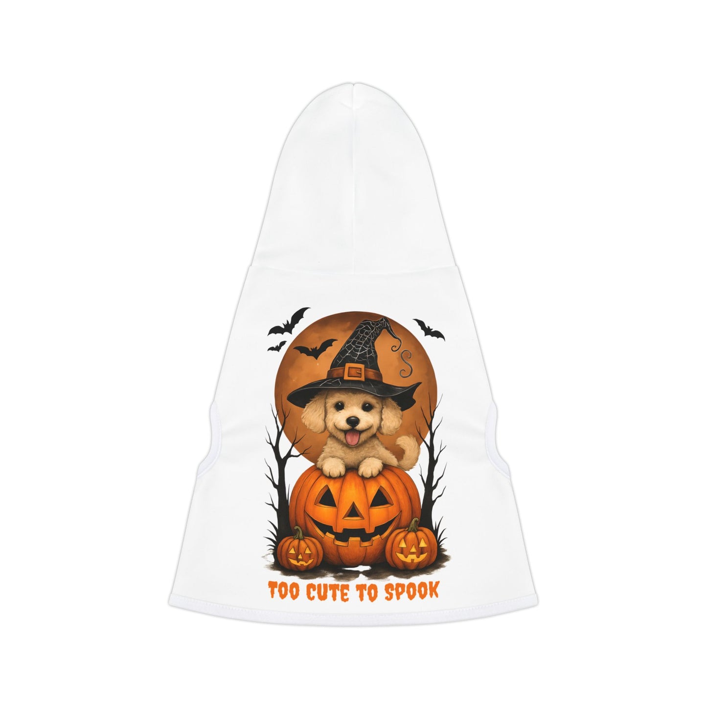 Halloween-themed night light with a dog in a pumpkin and 'Too Cute to Spook' text on a white background