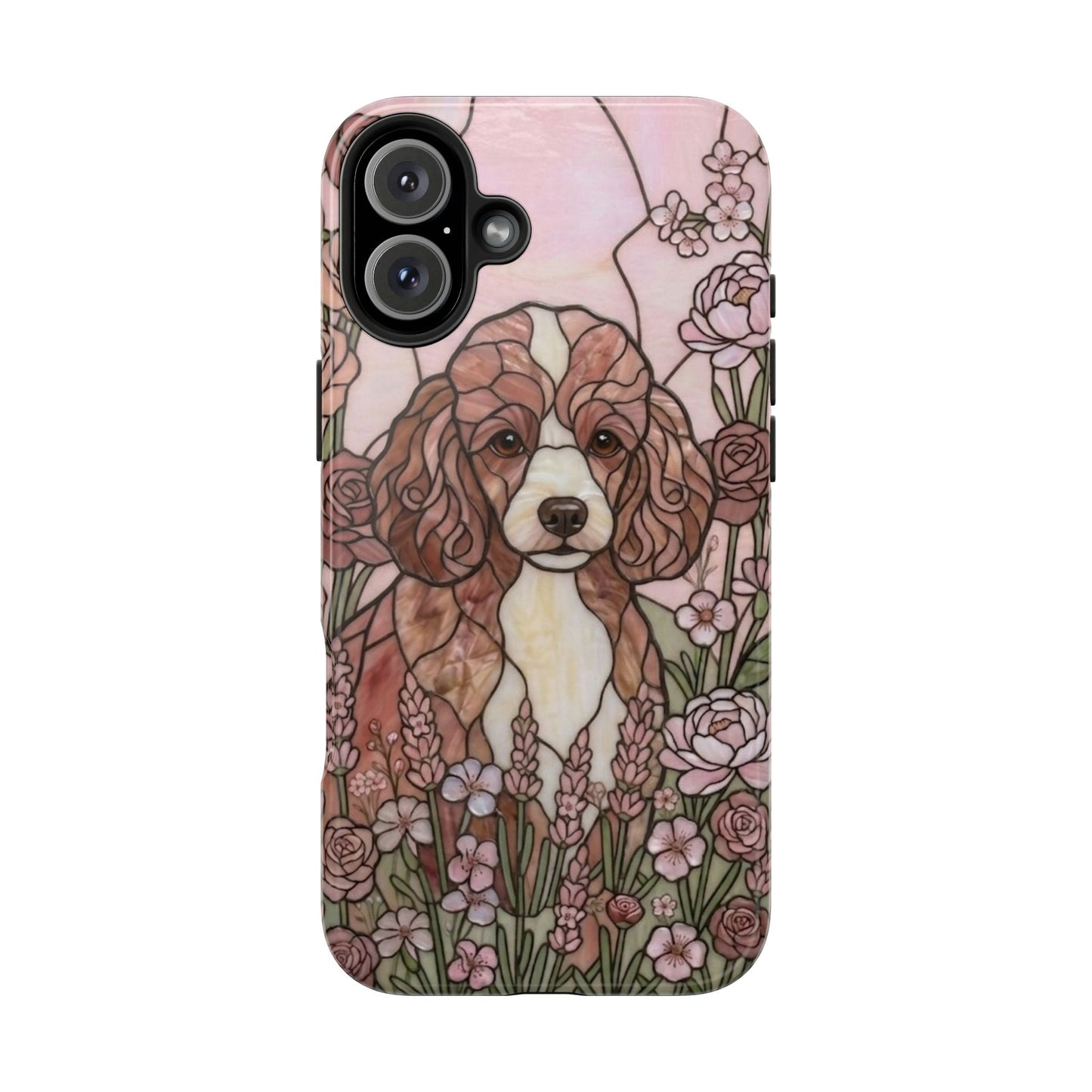 Toy Poodle Stained Glass Style Tough Case — Rose Garden Theme