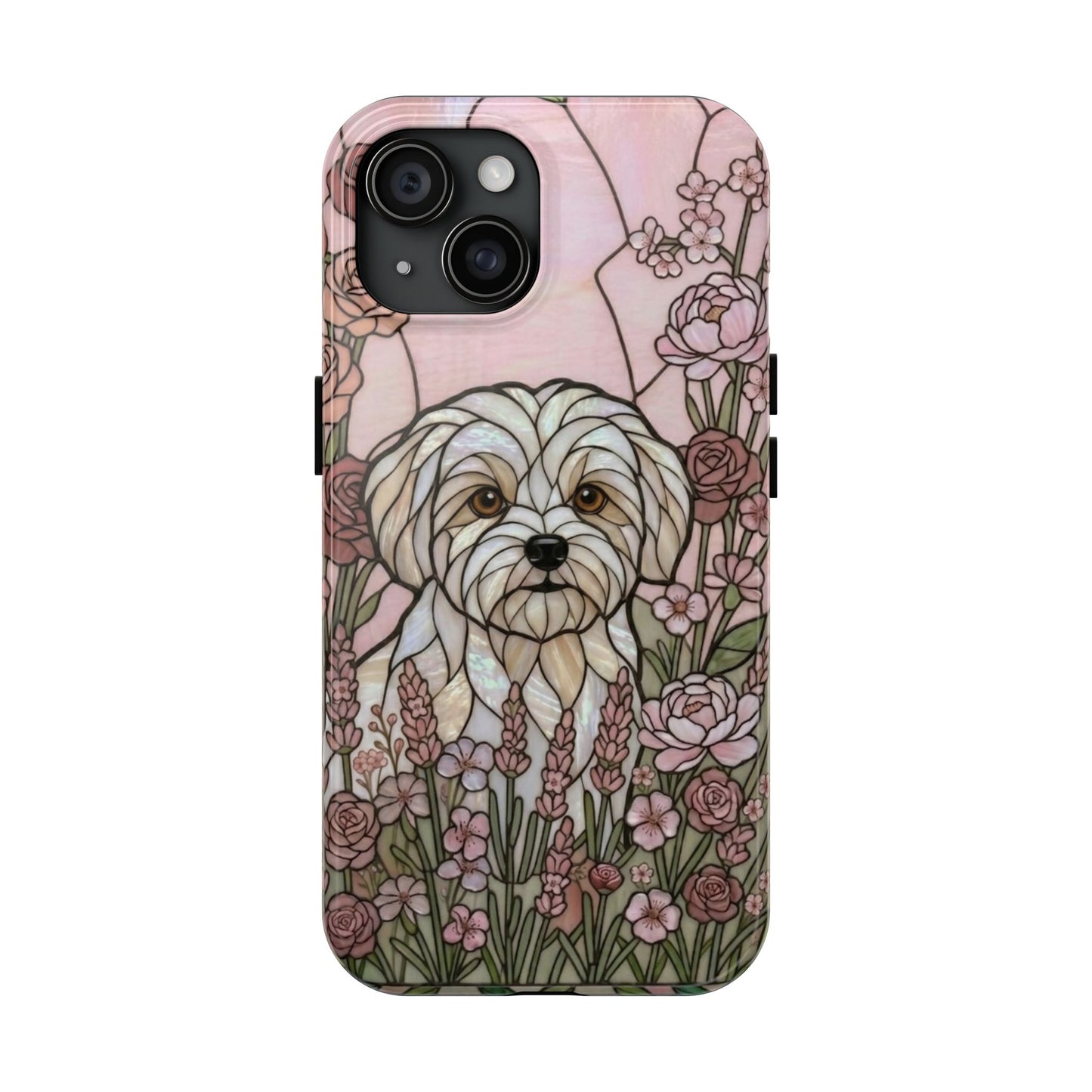 Maltese Stained Glass Style Tough Case — Rose Garden Theme