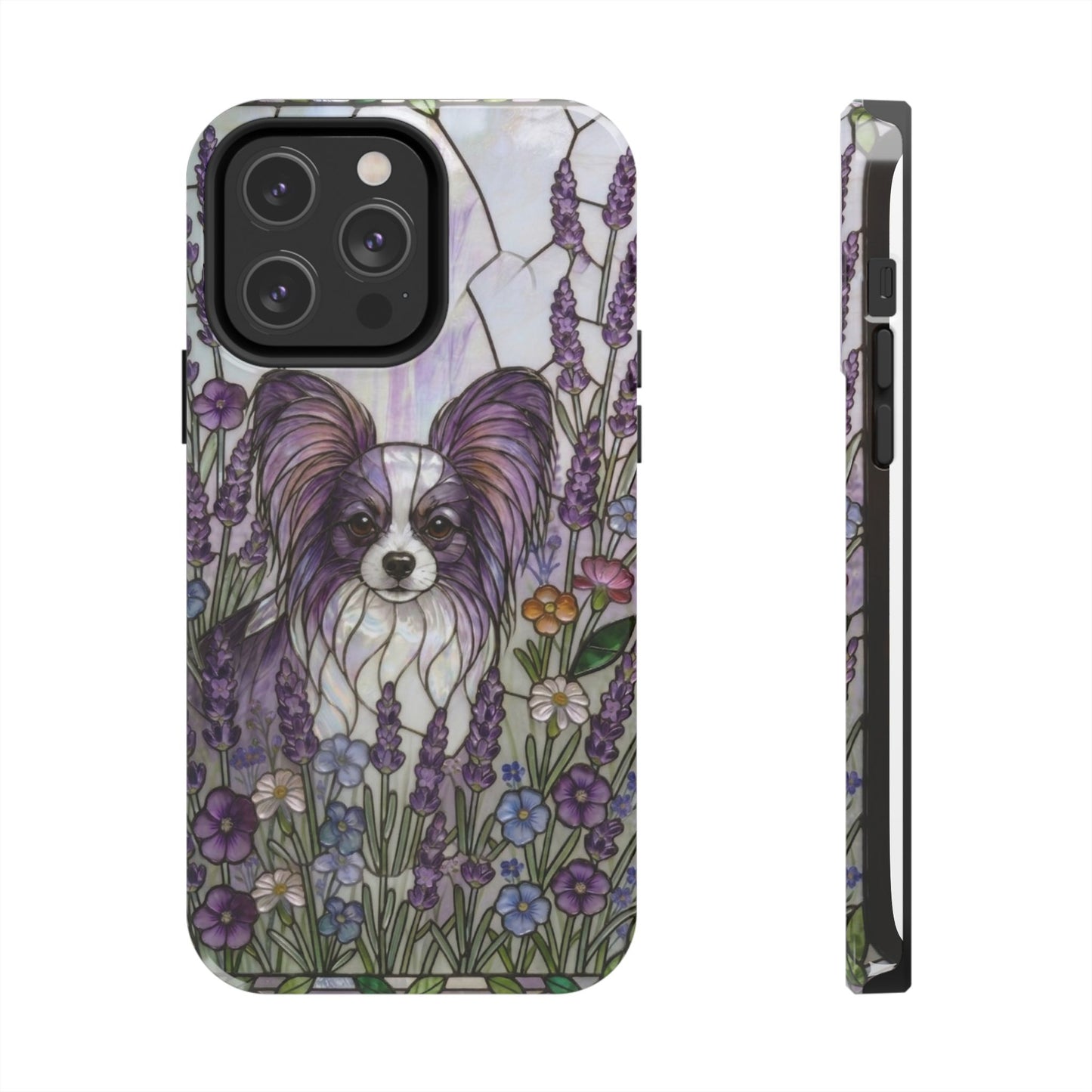 Papillon Stained Glass Style Tough Case — Lavender Floral Theme