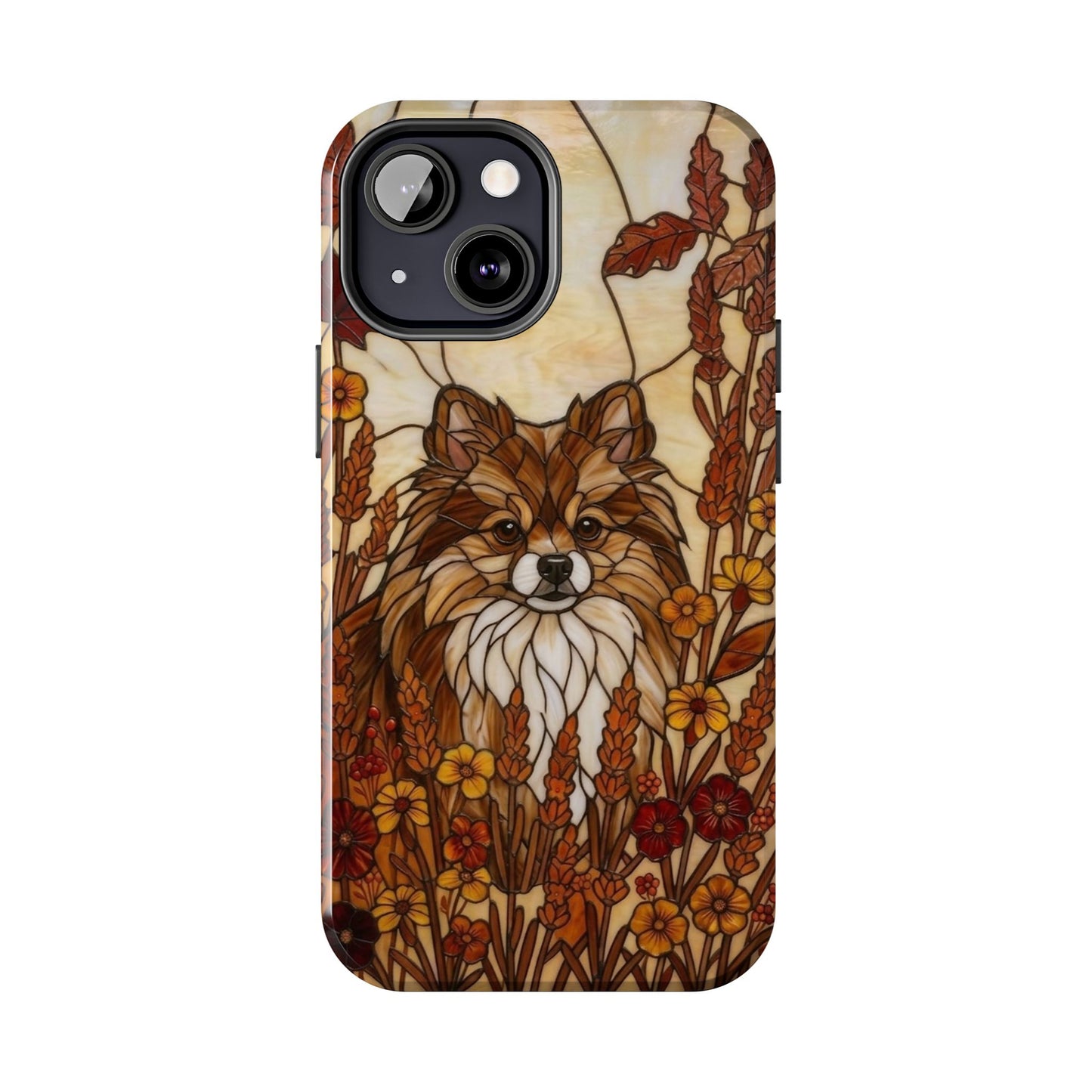 Pomeranian Stained Glass Style Tough Case — Autumn Warmth Theme