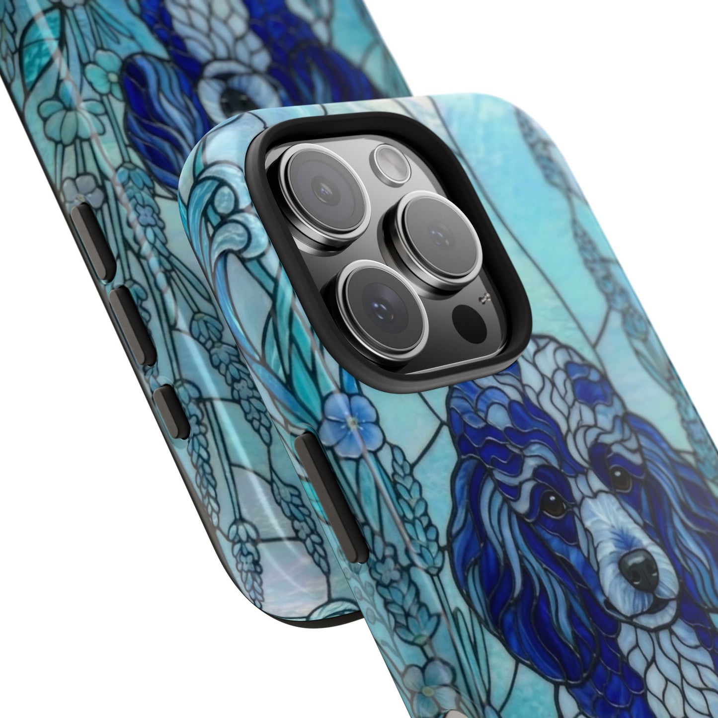 Toy Poodle Stained Glass Style Tough Case — Ocean Blue Theme