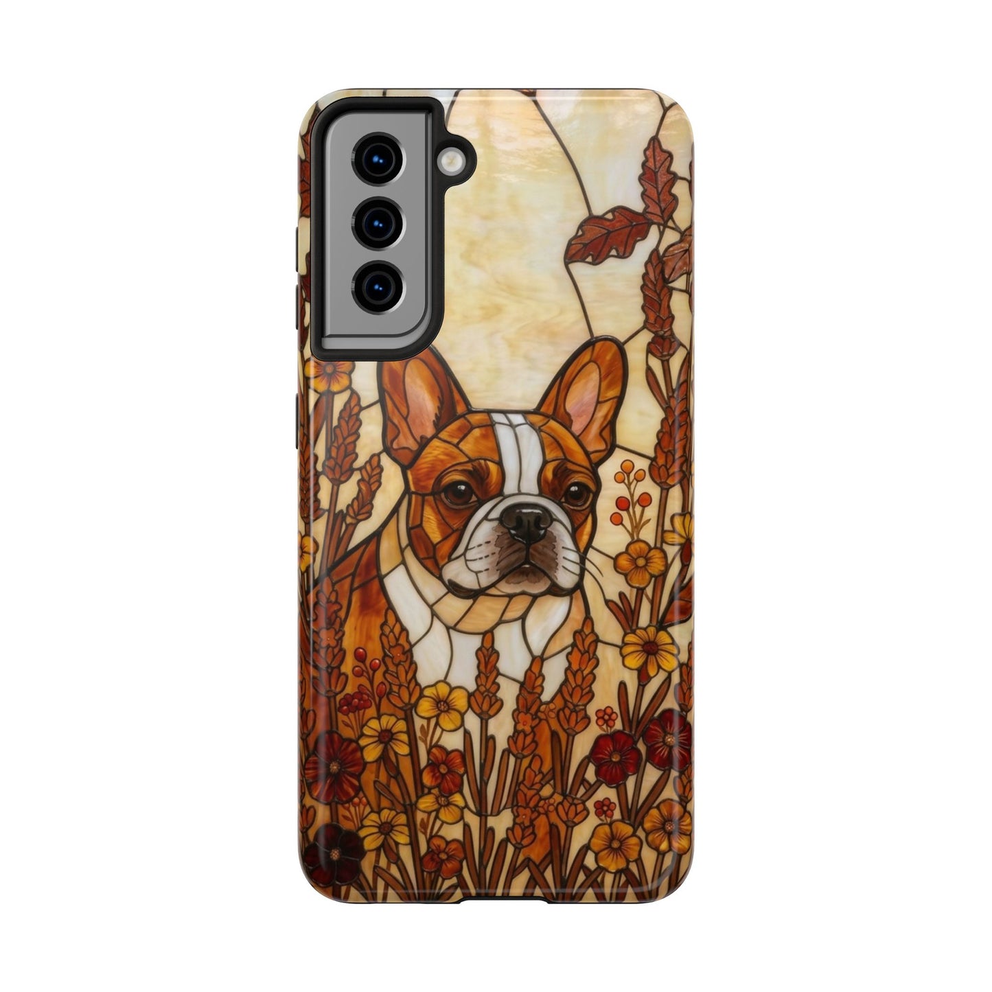 Frenchie Stained Glass Style Tough Case — Autumn Warmth Theme
