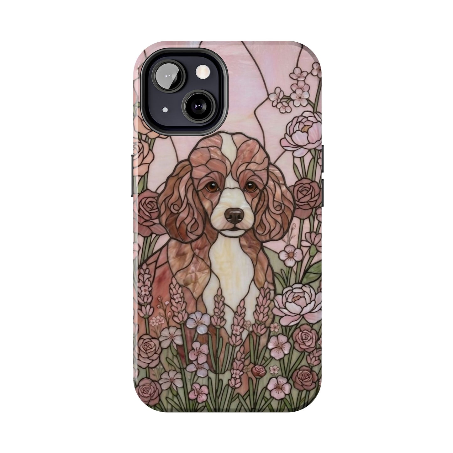 Toy Poodle Stained Glass Style Tough Case — Rose Garden Theme