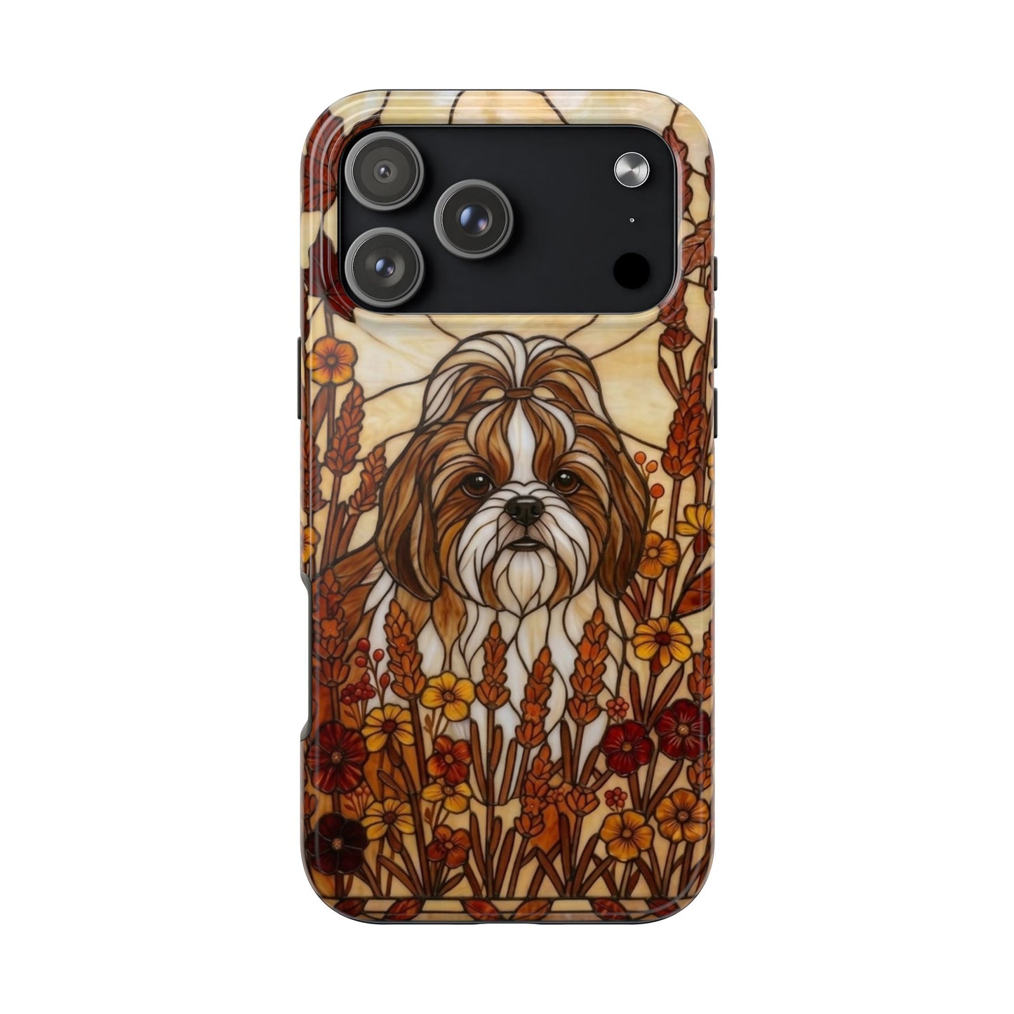 Shih Tzu Stained Glass Style Tough Case — Autumn Warmth Theme
