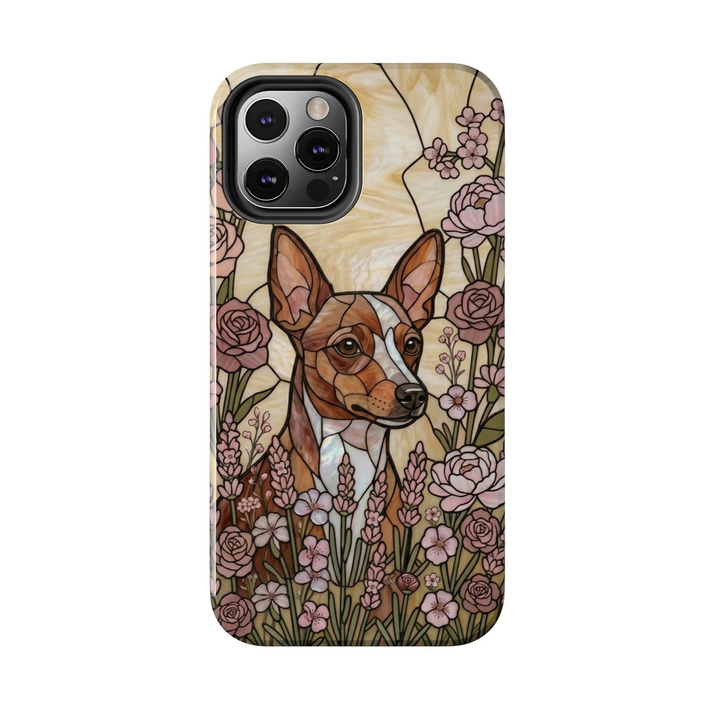 Mini Pinscher Stained Glass Style Tough Case — Rose Garden Theme