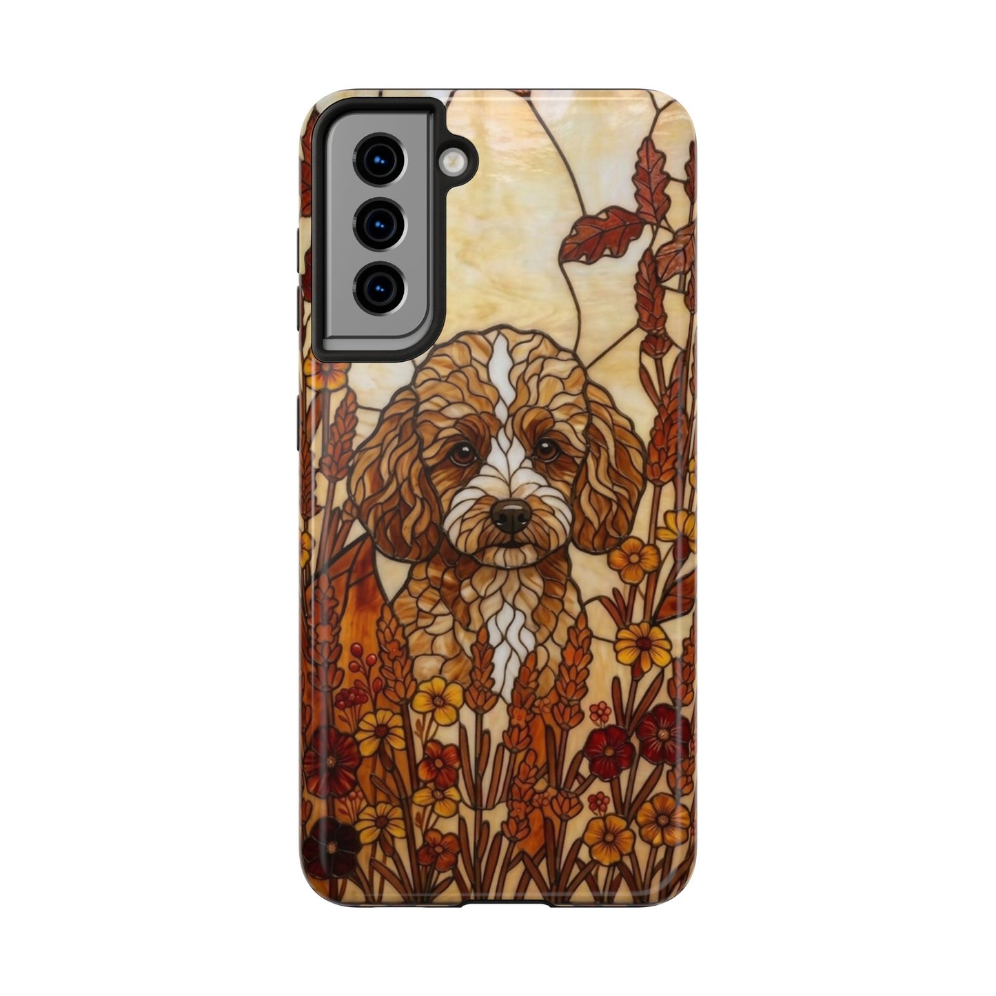 Toy Poodle Stained Glass Style Tough Case — Autumn Warmth Theme