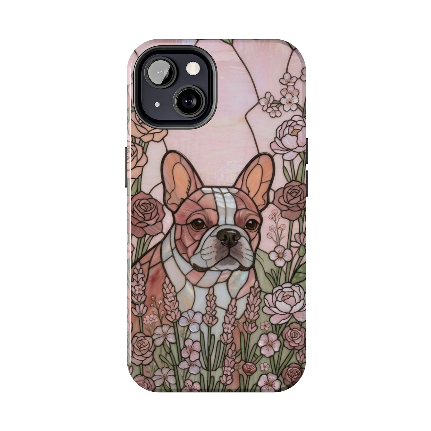 Frenchie Stained Glass Style Tough Case — Rose Garden Theme