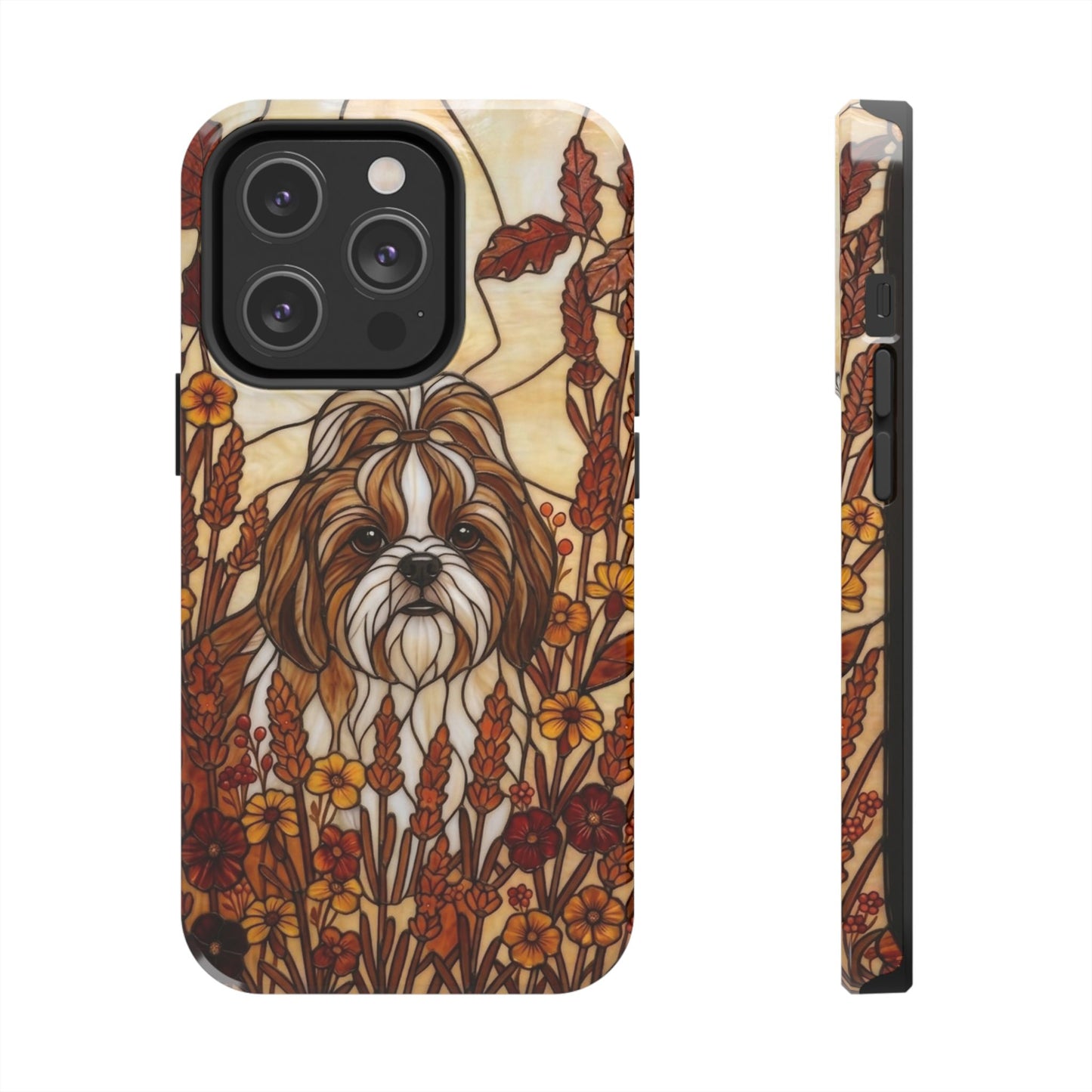 Shih Tzu Stained Glass Style Tough Case — Autumn Warmth Theme