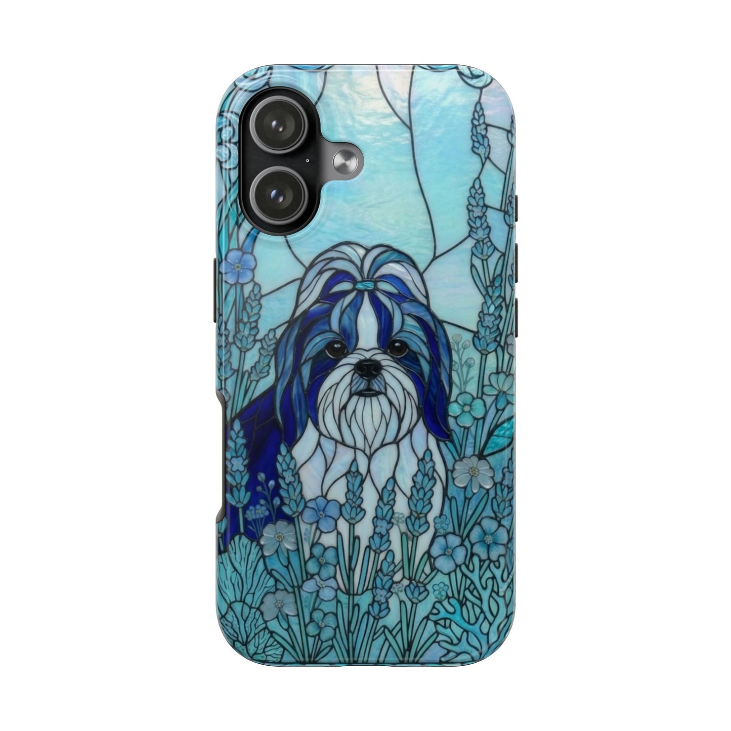 Shih Tzu Stained Glass Style Tough Case — Ocean Blue Theme