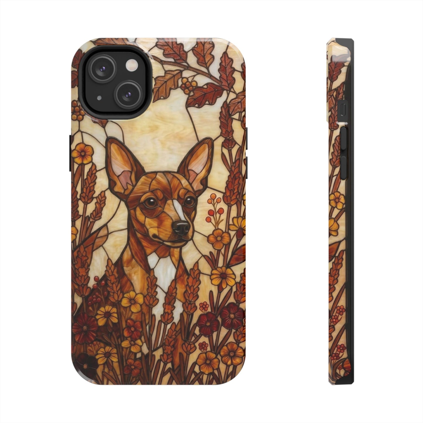 Mini Pinscher Stained Glass Style Tough Case — Autumn Warmth Theme