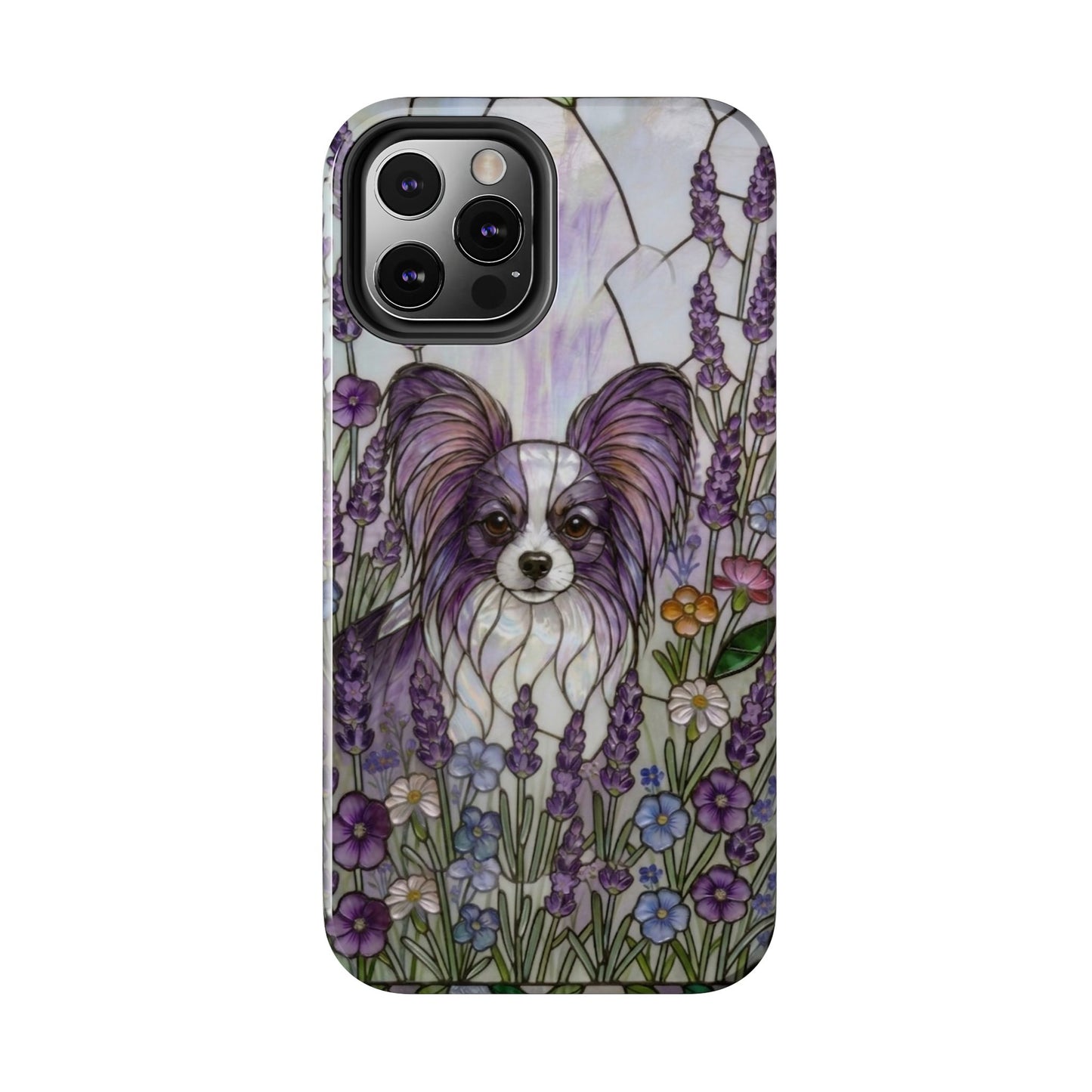 Papillon Stained Glass Style Tough Case — Lavender Floral Theme
