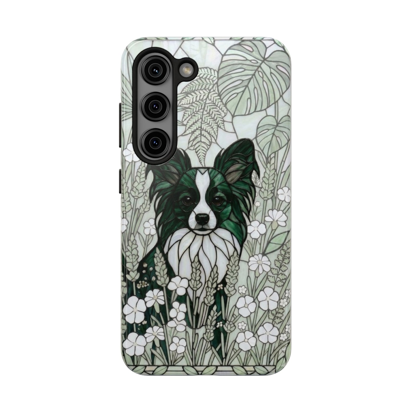 Papillon Stained Glass Style Tough Case — Botanical Green Theme