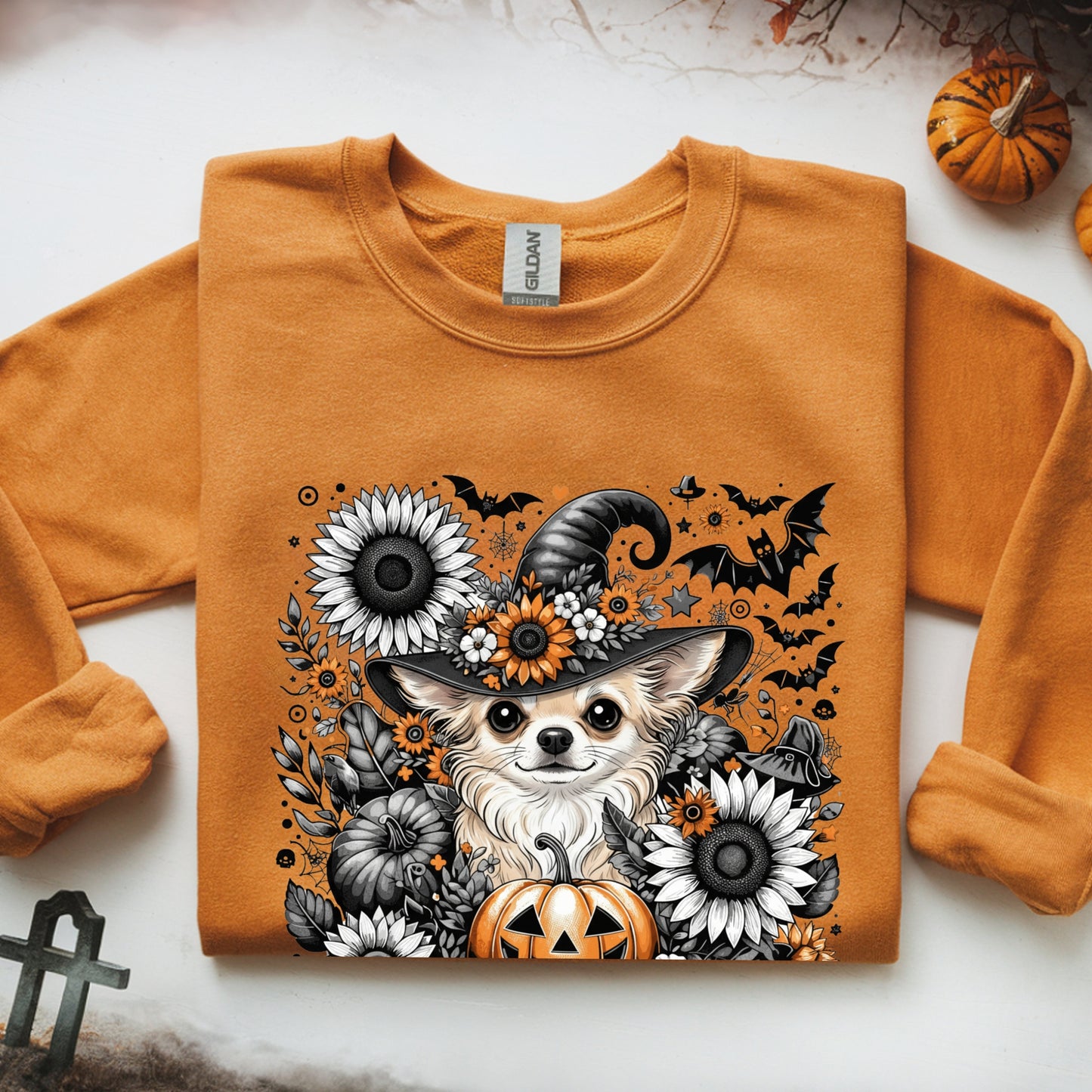 Too Cute to Spook – Halloween Chihuahua Unisex Premium Sweatshirt