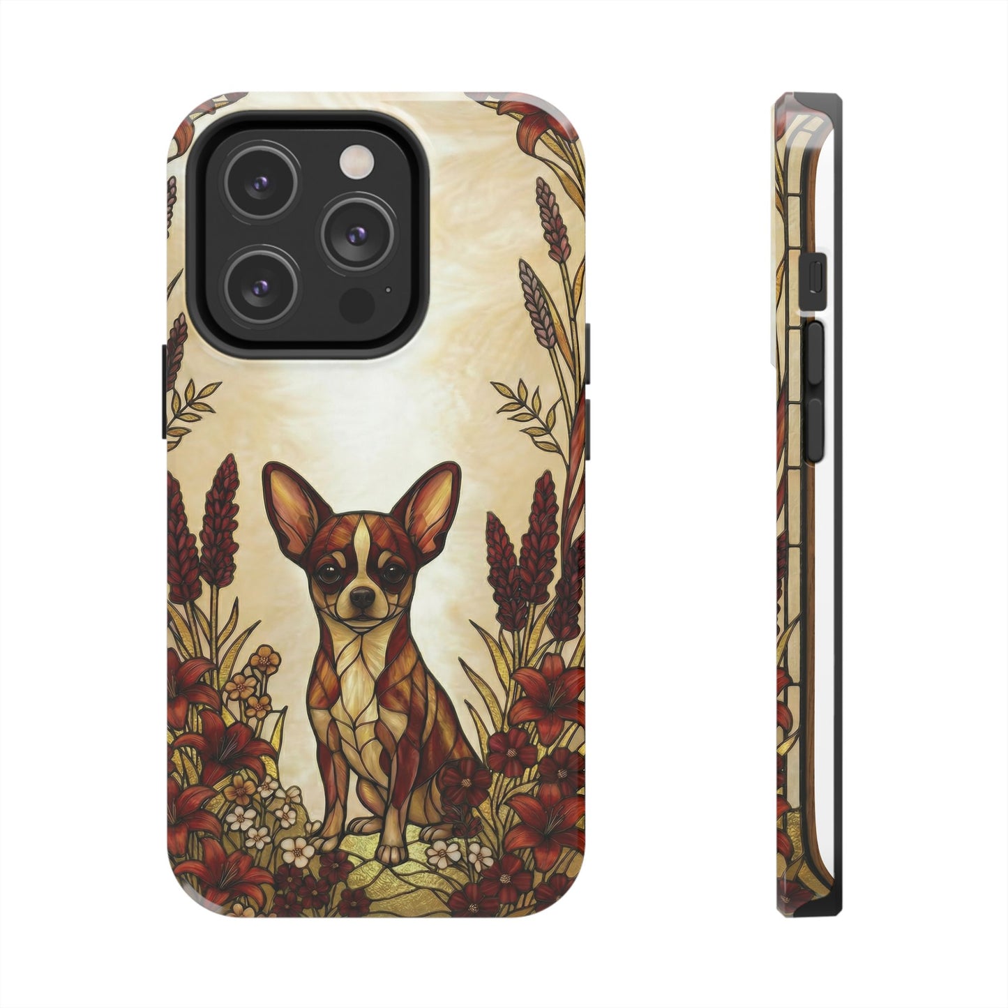 Chihuahua Stained Glass Style Tough Case — Fire & Gold Theme
