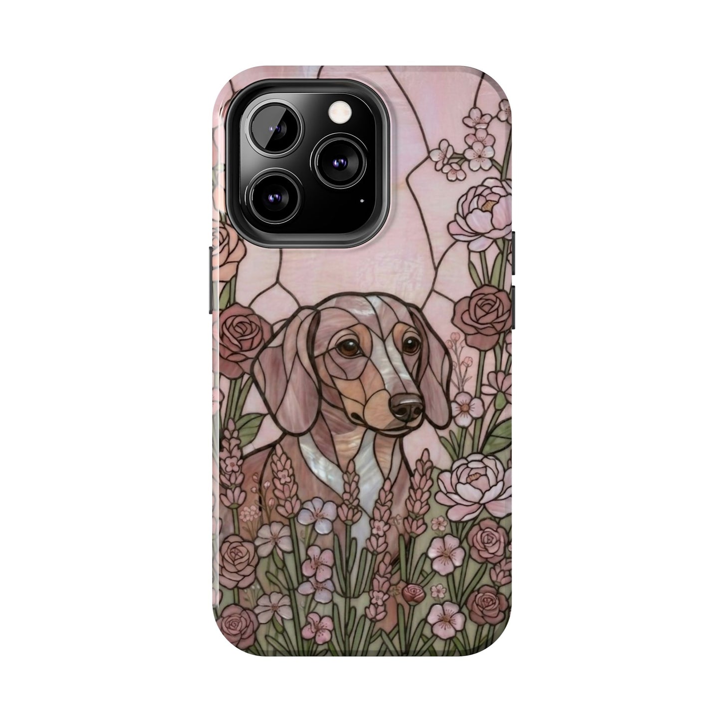 Dachshund Stained Glass Style Tough Case — Rose Garden Theme