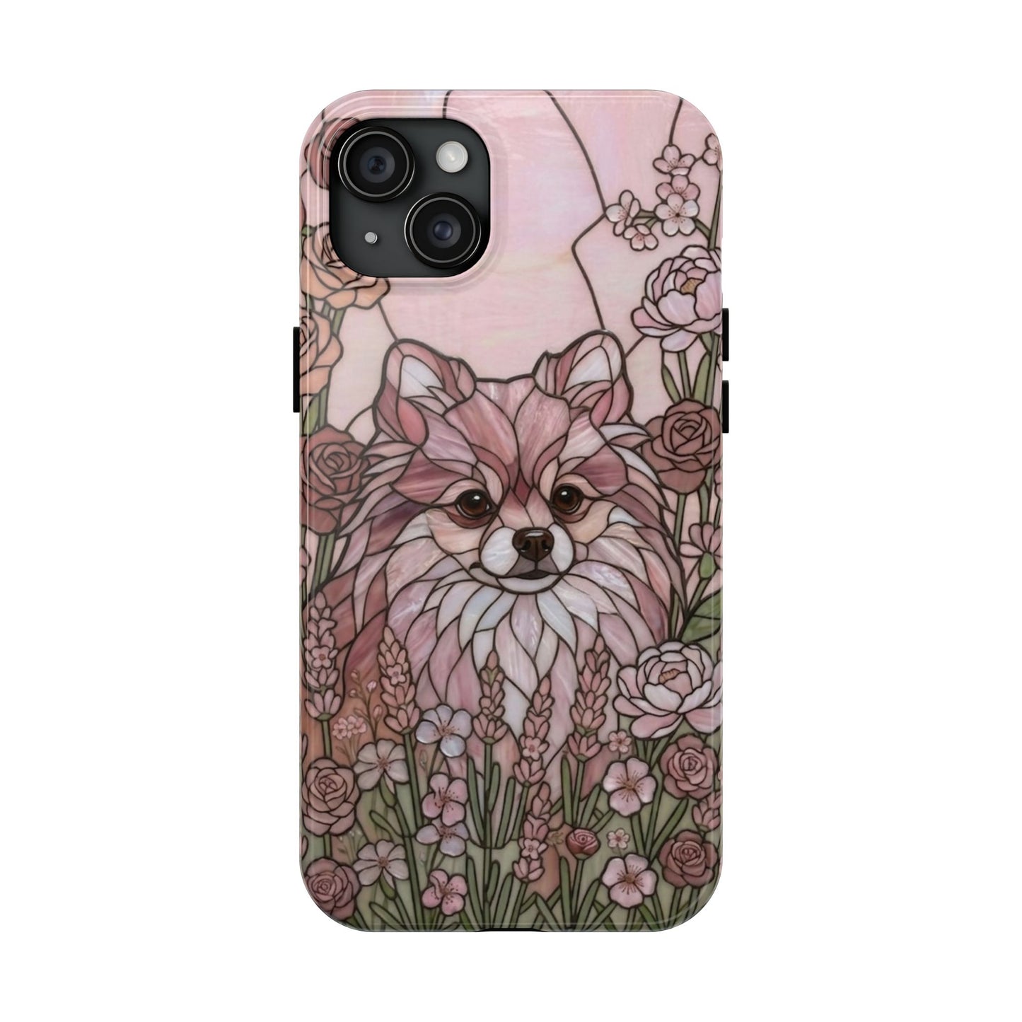 Pomeranian Stained Glass Style Tough Case — Rose Garden Theme