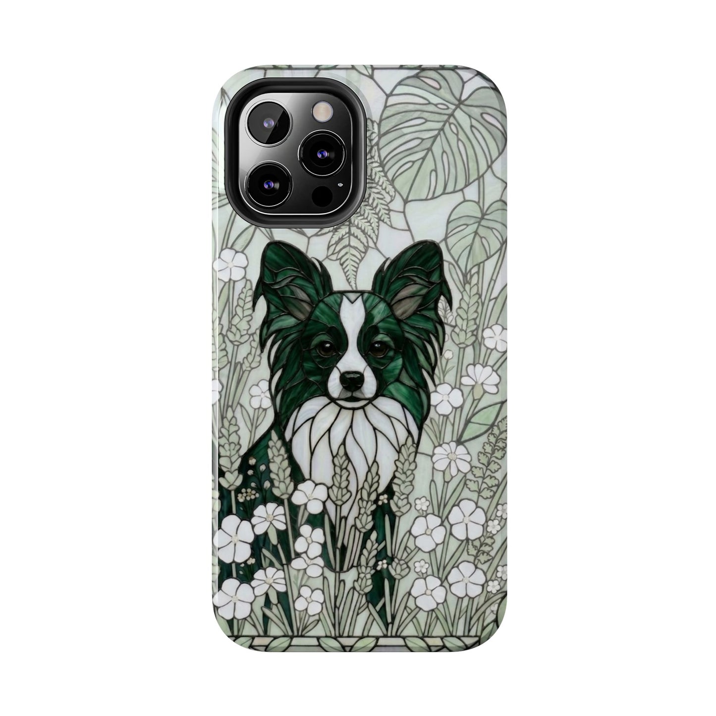 Papillon Stained Glass Style Tough Case — Botanical Green Theme