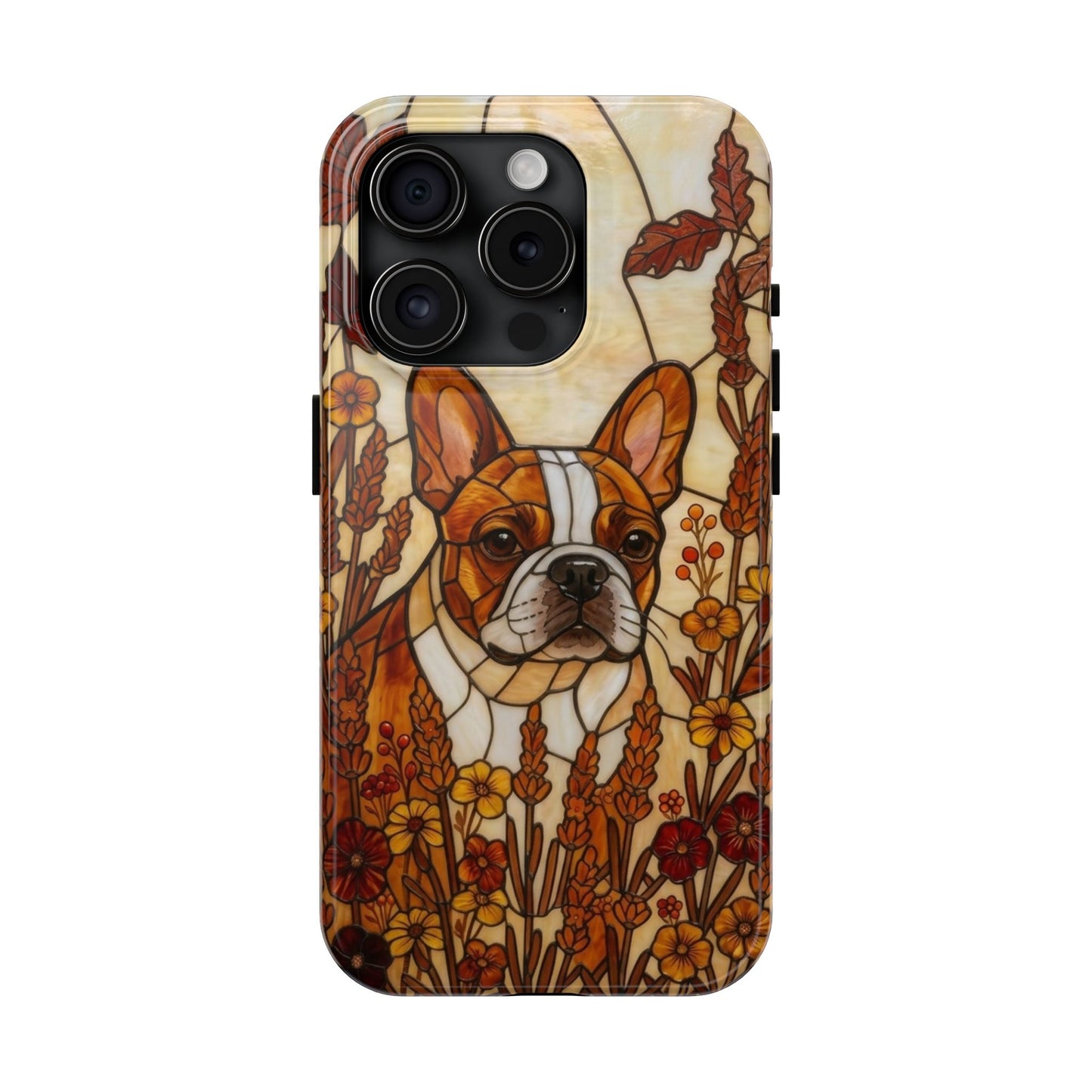 Frenchie Stained Glass Style Tough Case — Autumn Warmth Theme