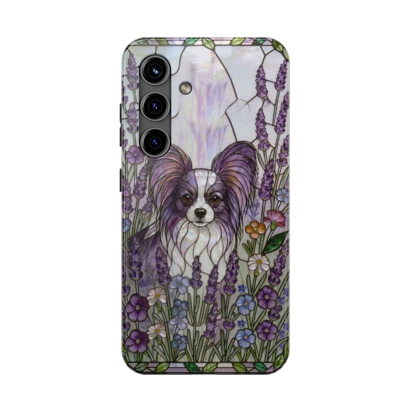 Papillon Stained Glass Style Tough Case — Lavender Floral Theme
