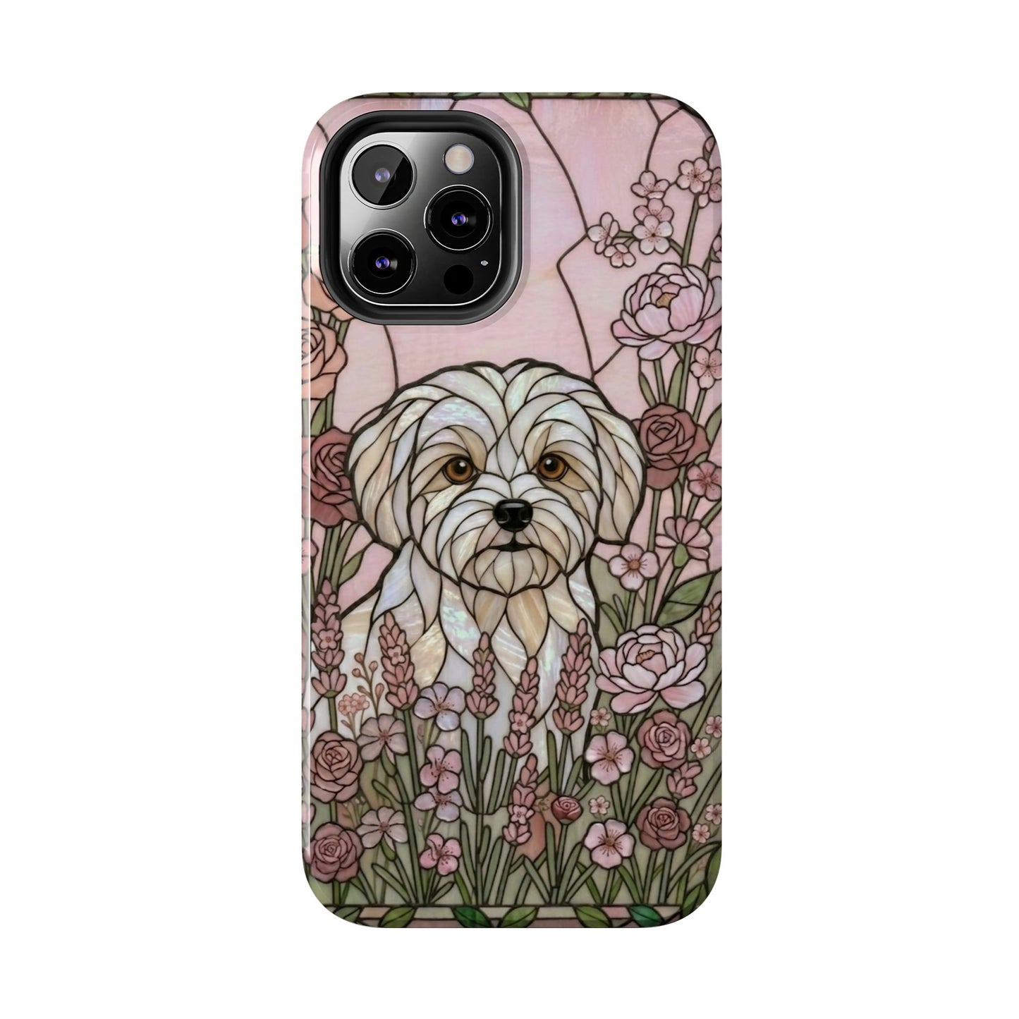 Maltese Stained Glass Style Tough Case — Rose Garden Theme
