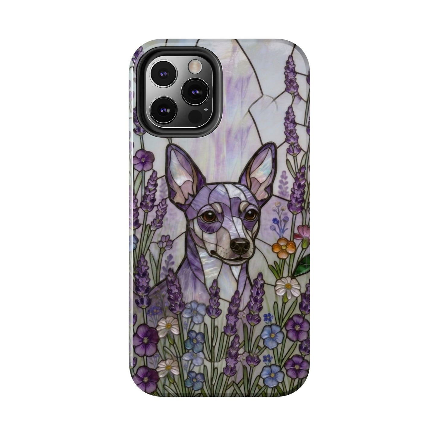 Mini Pinscher Stained Glass Style Tough Case — Lavender Floral Theme