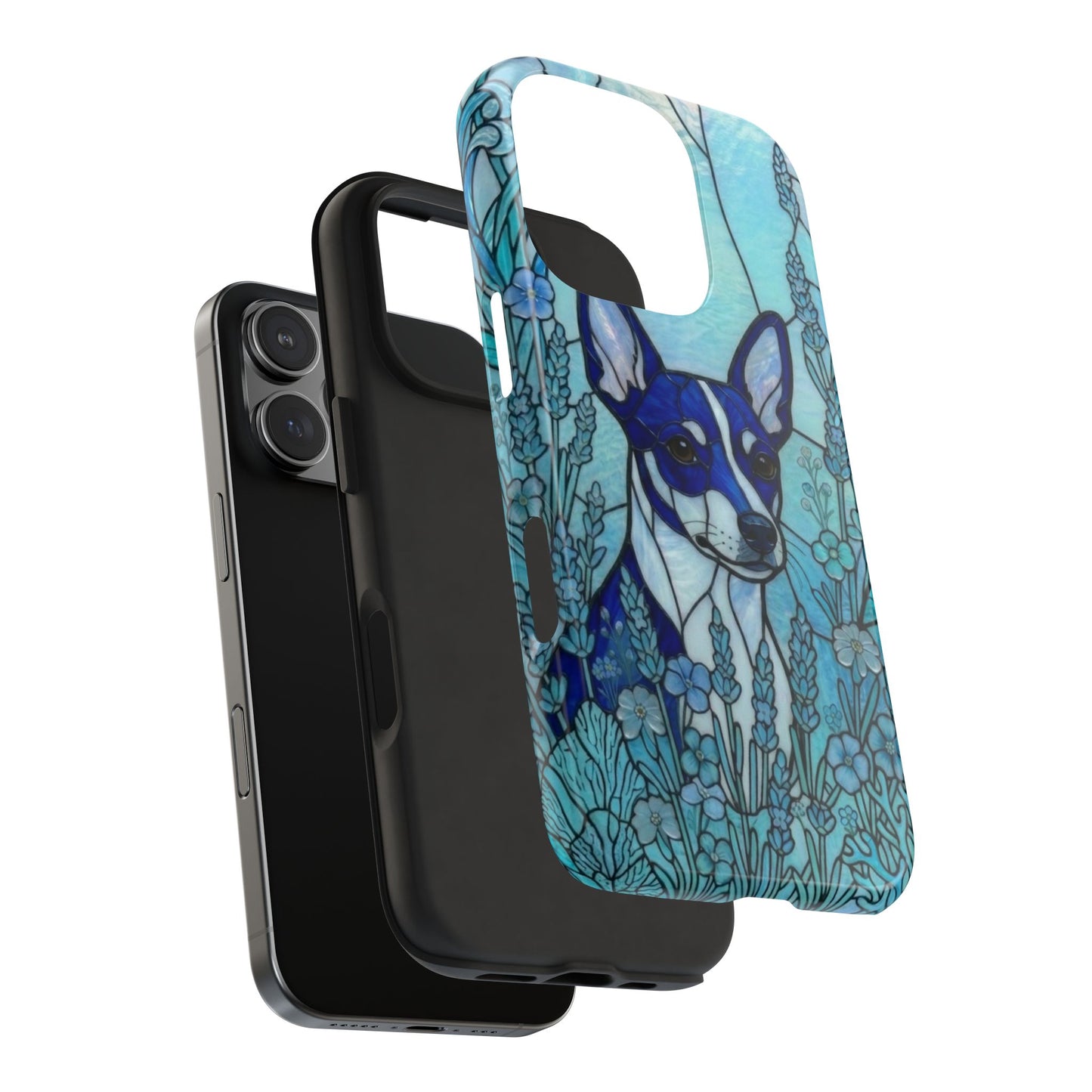 Mini Pinscher Stained Glass Style Tough Case — Ocean Blue Theme