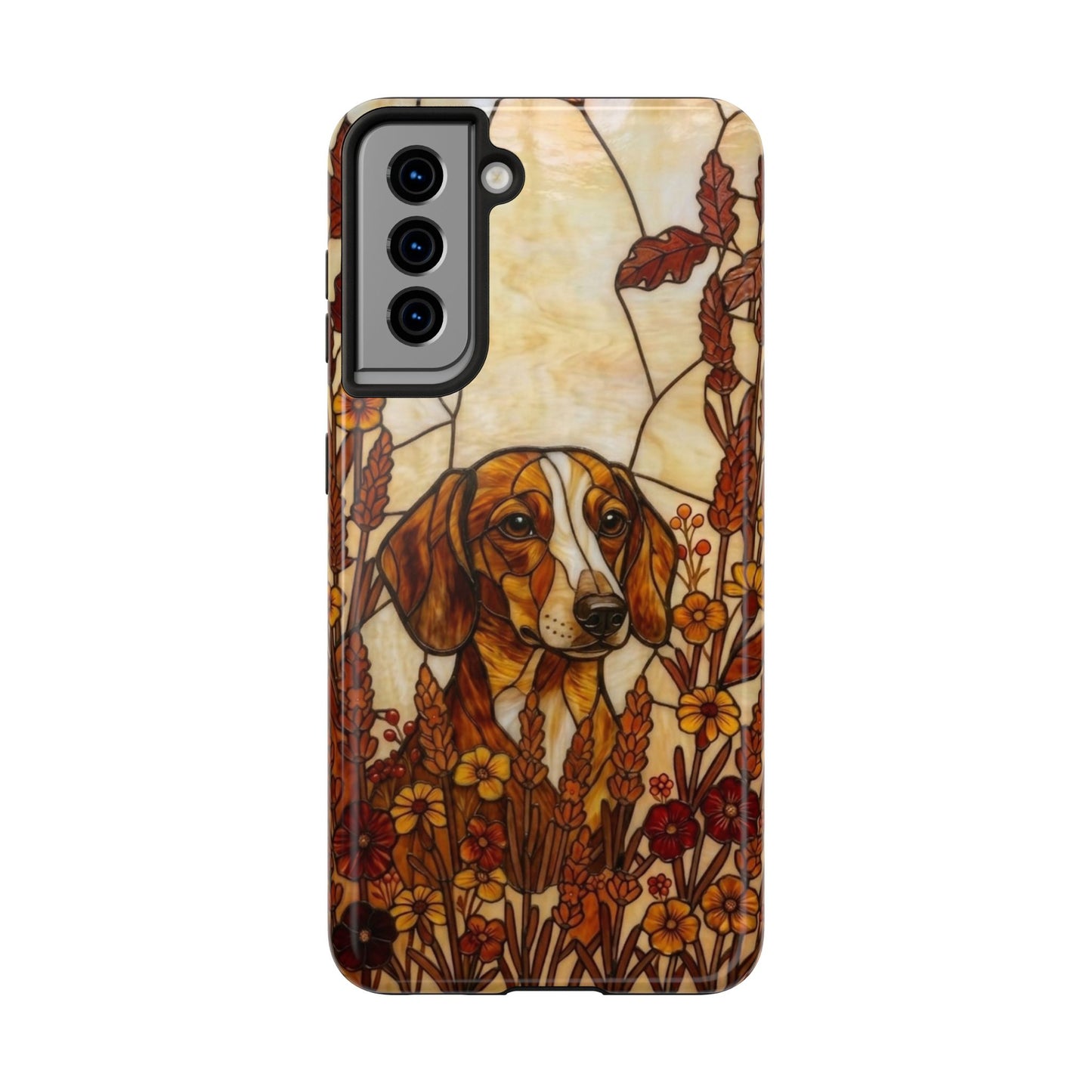 Dachshund Stained Glass Style Tough Case — Autumn Warmth Theme