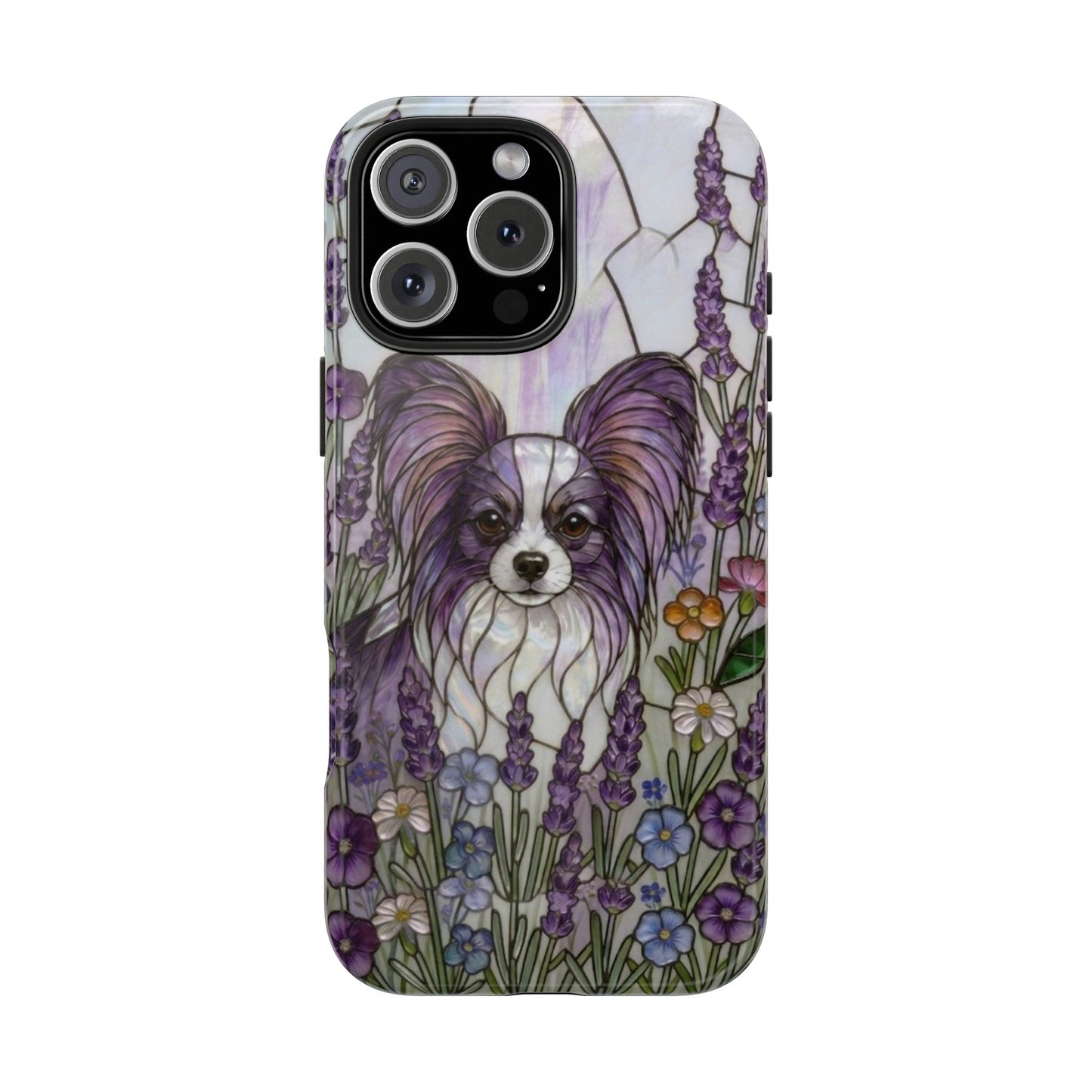 Papillon Stained Glass Style Tough Case — Lavender Floral Theme