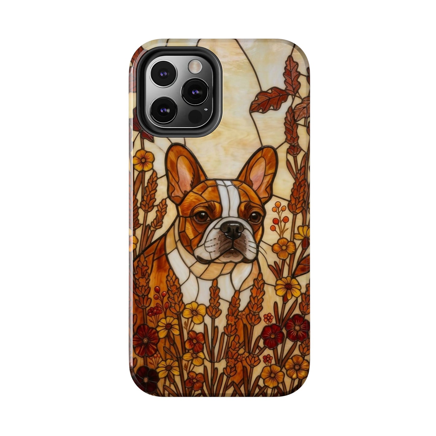 Frenchie Stained Glass Style Tough Case — Autumn Warmth Theme