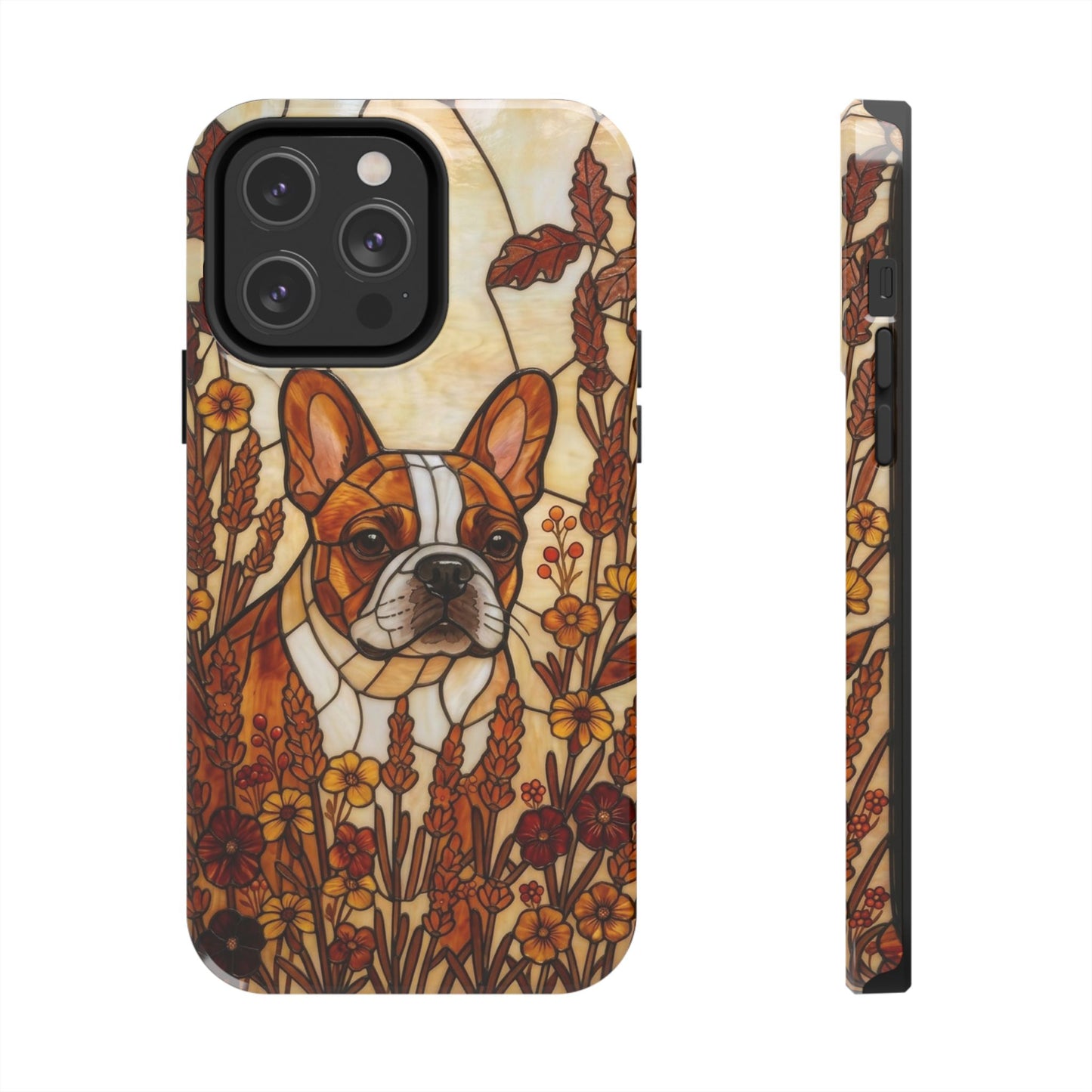 Frenchie Stained Glass Style Tough Case — Autumn Warmth Theme