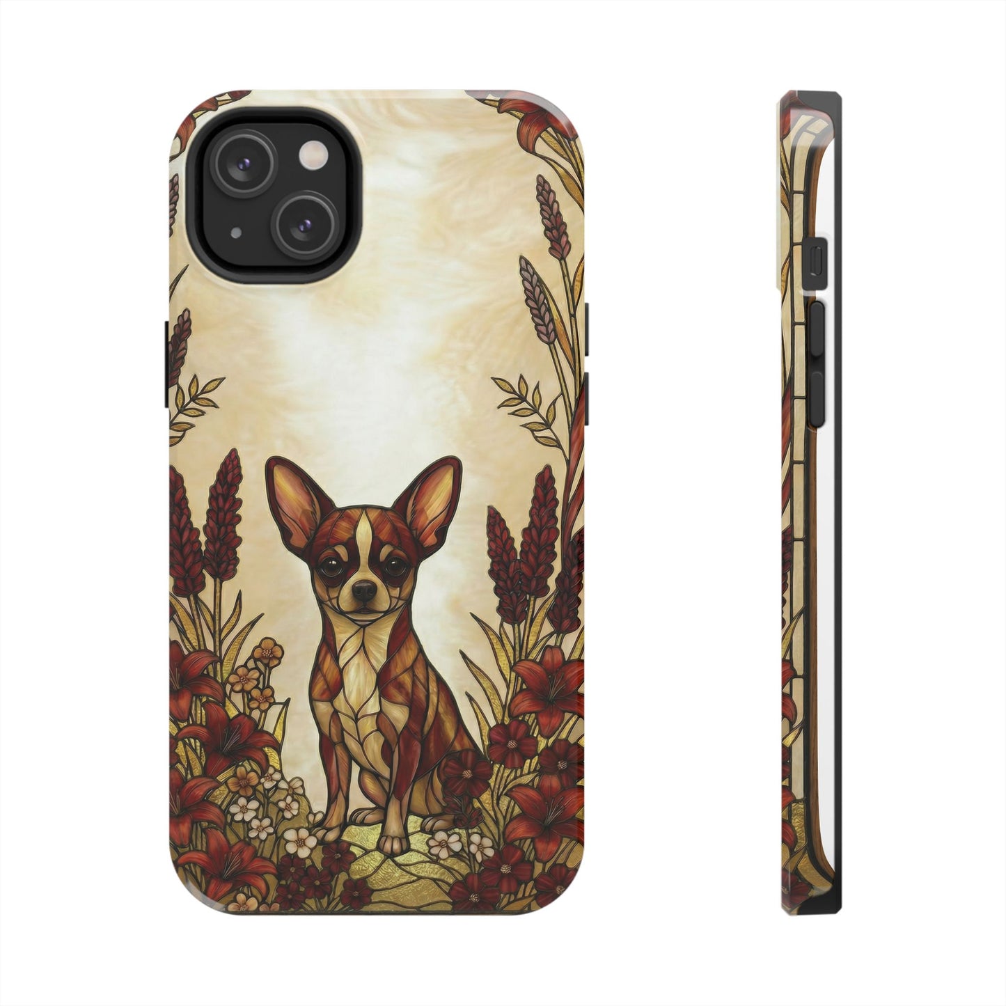 Chihuahua Stained Glass Style Tough Case — Fire & Gold Theme