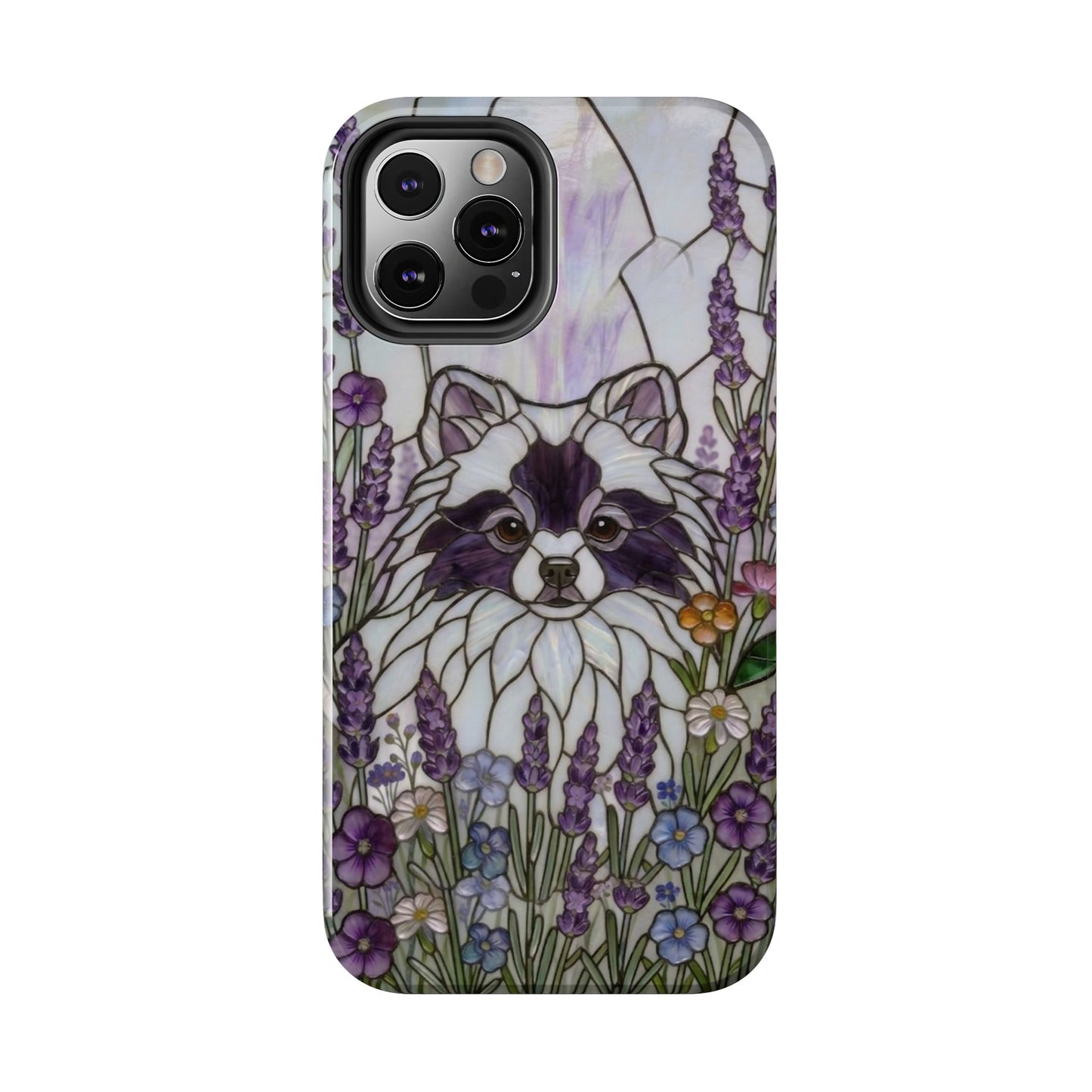 Pomeranian Stained Glass Style Tough Case — Lavender Floral Theme