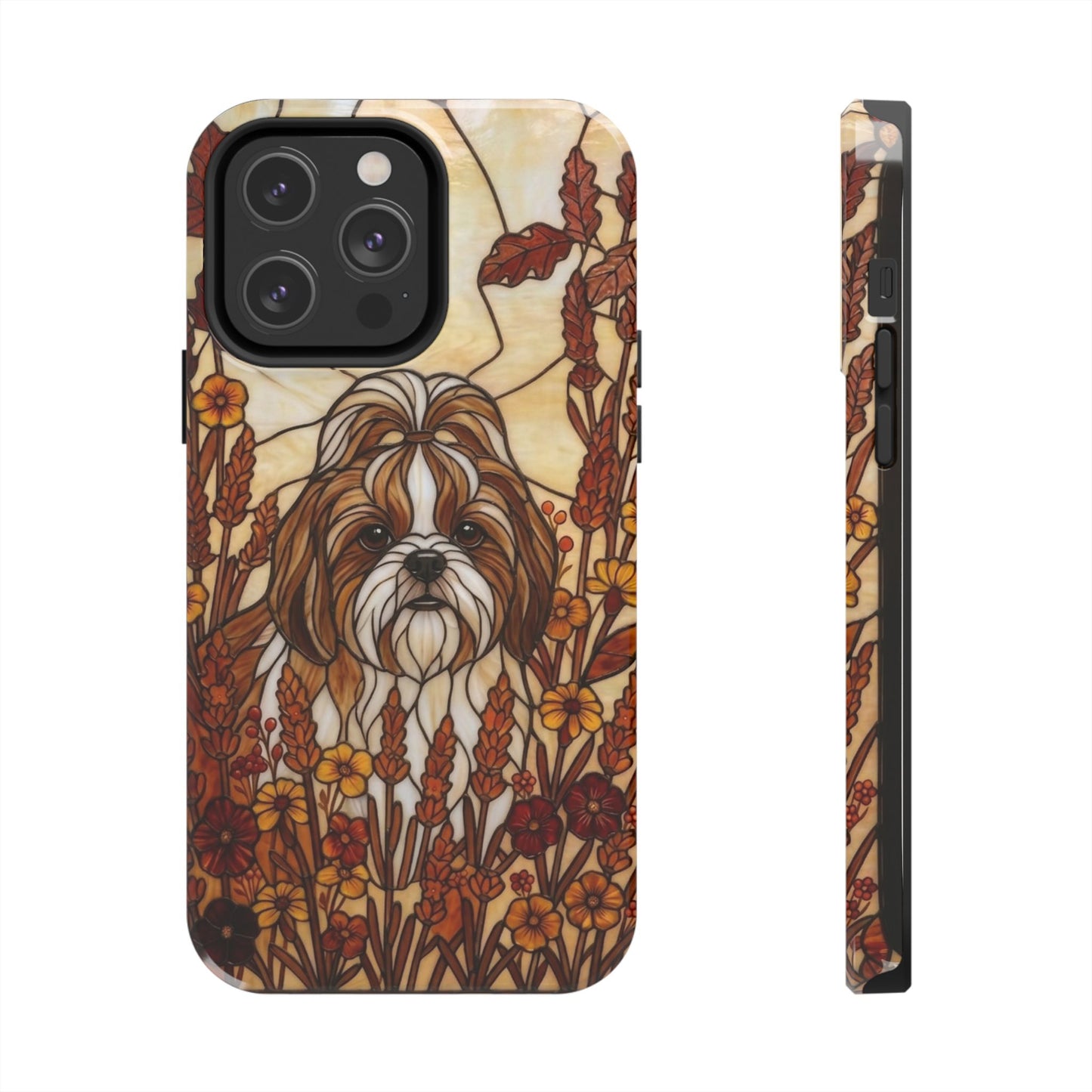 Shih Tzu Stained Glass Style Tough Case — Autumn Warmth Theme