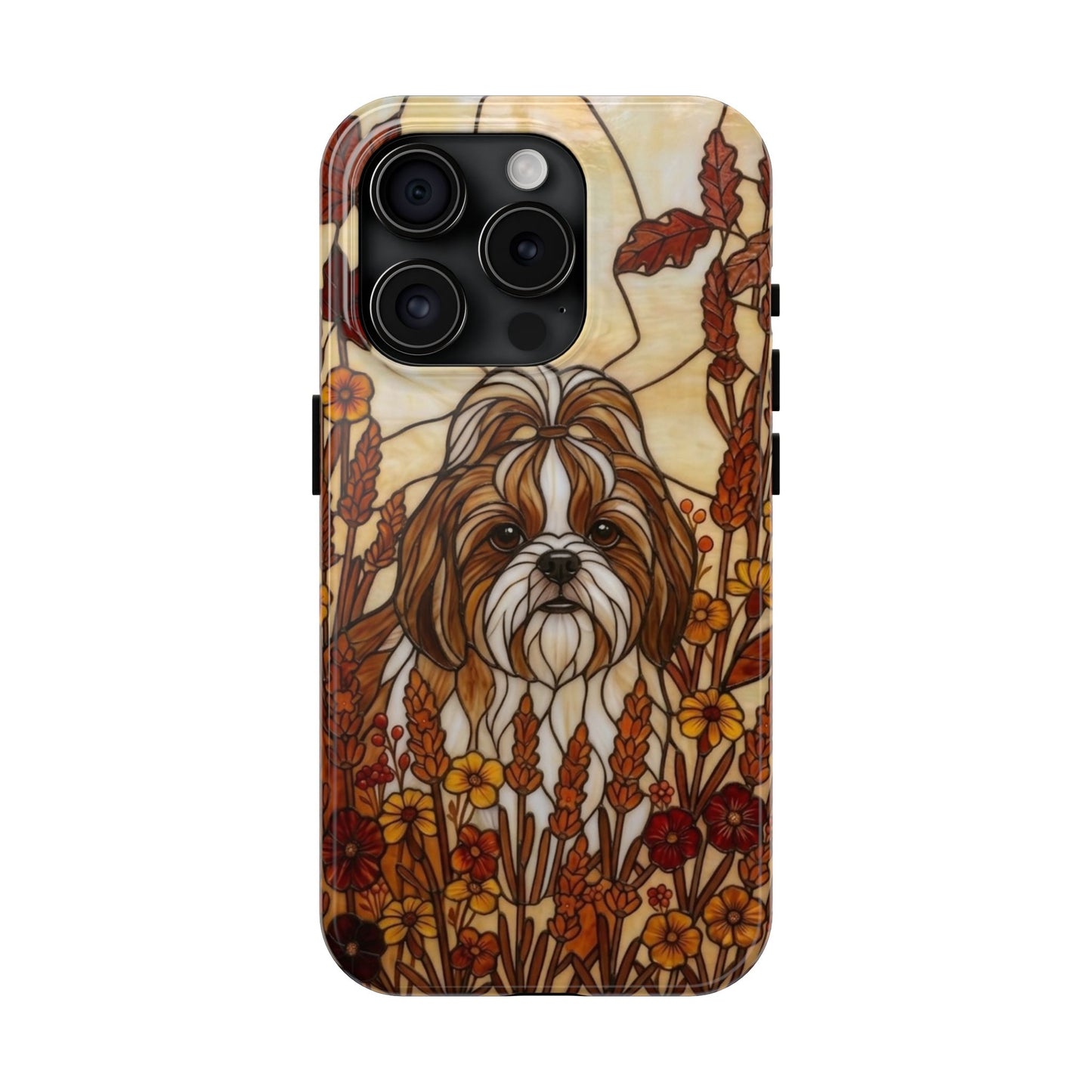 Shih Tzu Stained Glass Style Tough Case — Autumn Warmth Theme