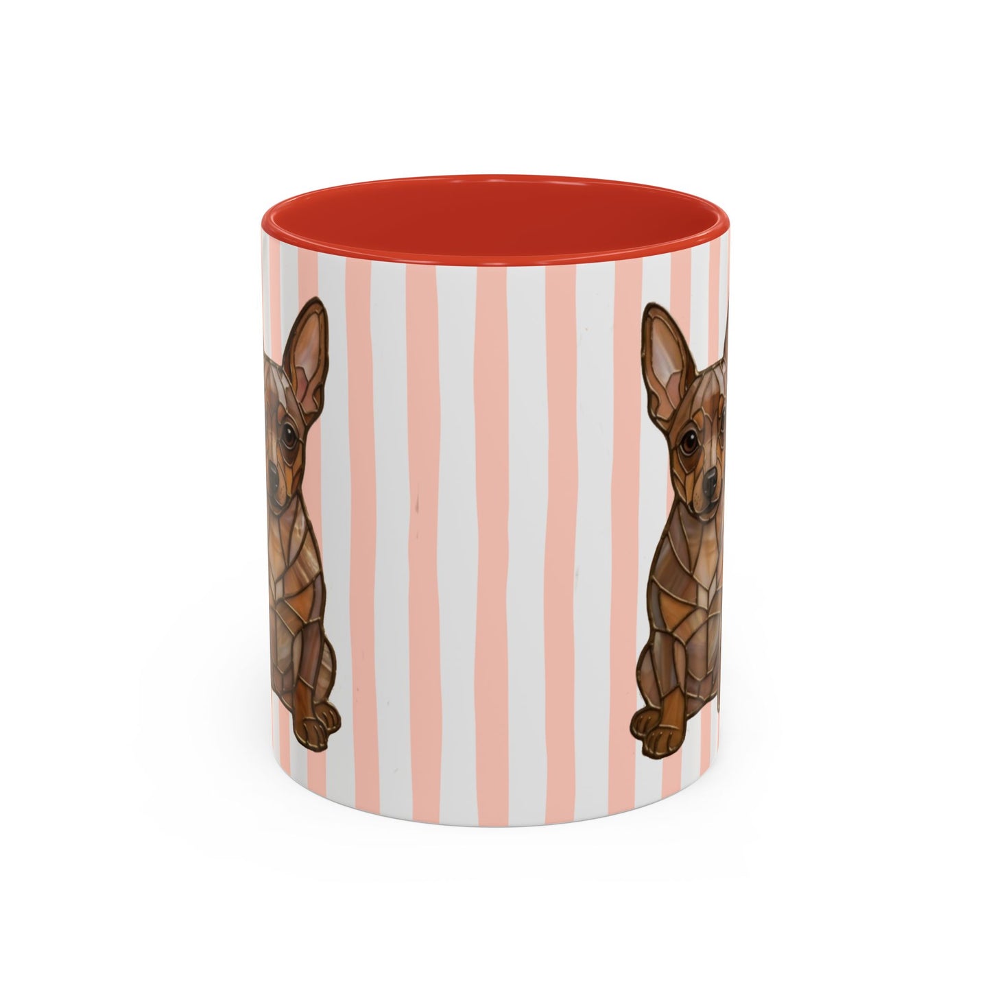 Cute Light Red Striped Mini Pinscher Ceramic Cup