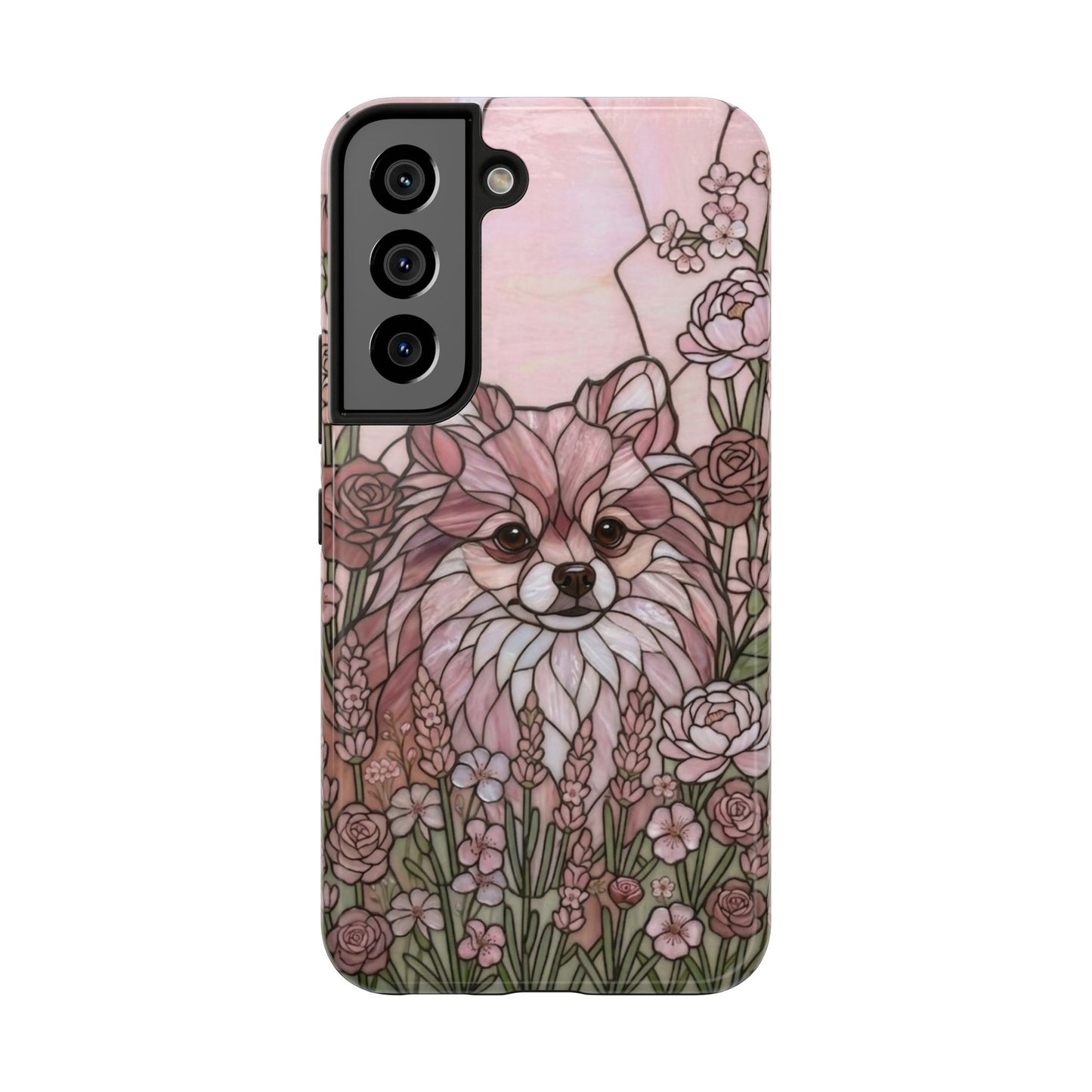 Shih Tzu Stained Glass Style Tough Case — Rose Garden Theme