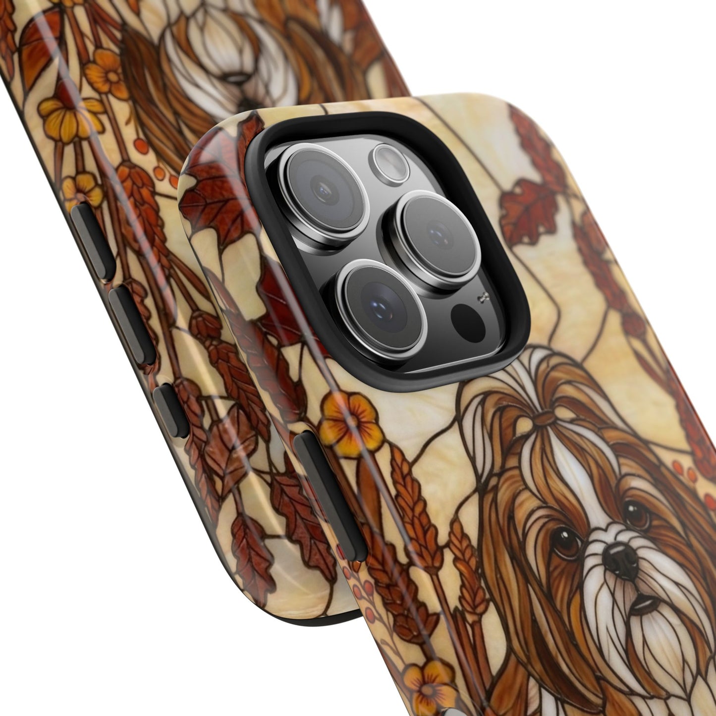 Shih Tzu Stained Glass Style Tough Case — Autumn Warmth Theme