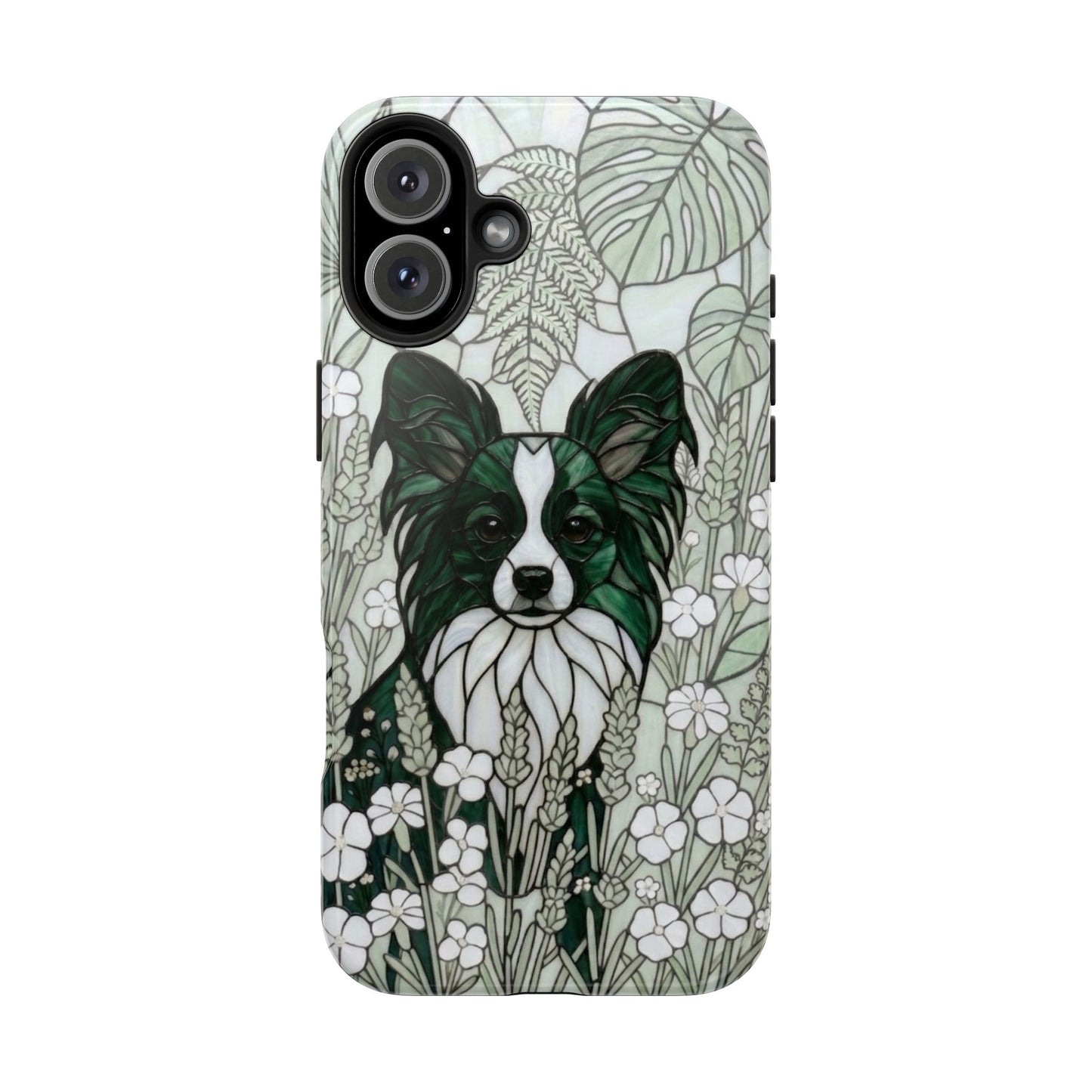 Papillon Stained Glass Style Tough Case — Botanical Green Theme