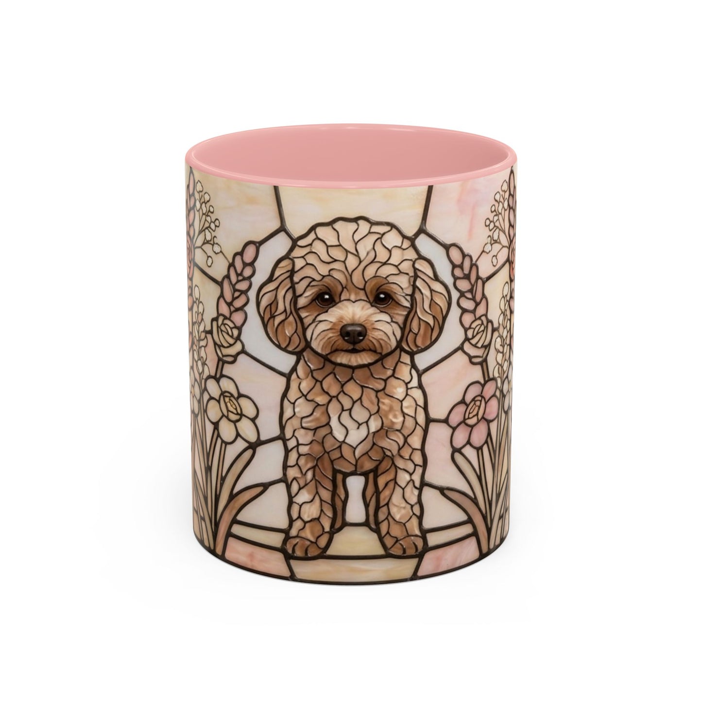 Decorative mug with a dog illustration on a white background