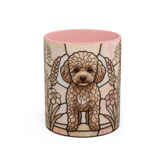 Decorative mug with a dog illustration on a white background