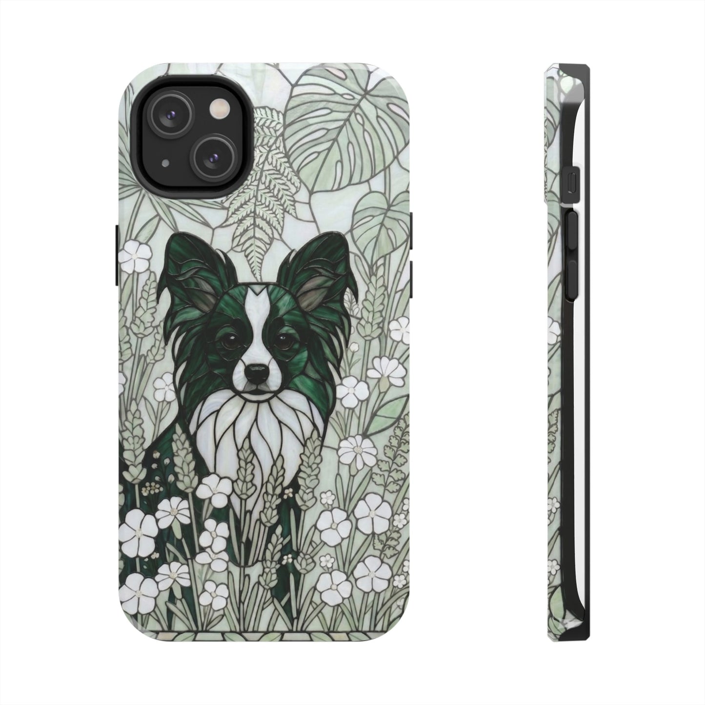 Papillon Stained Glass Style Tough Case — Botanical Green Theme