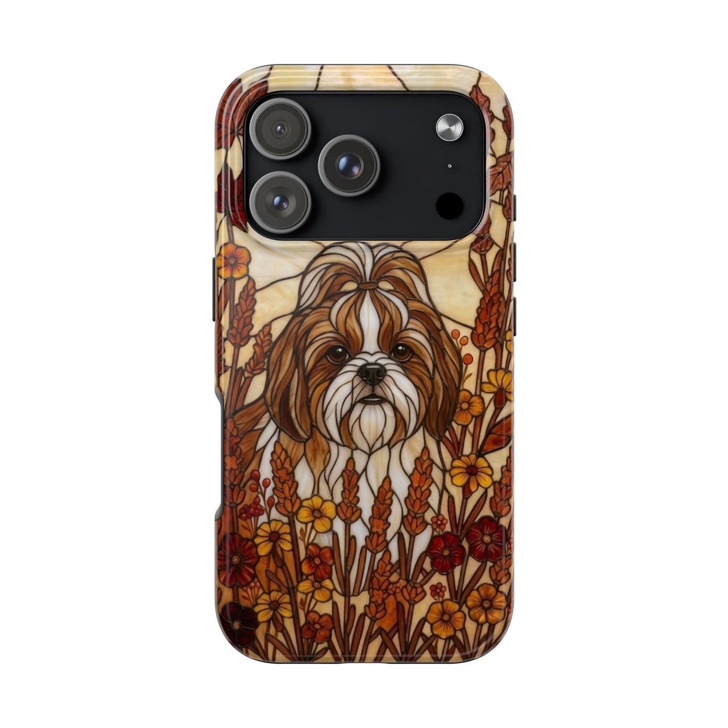 Shih Tzu Stained Glass Style Tough Case — Autumn Warmth Theme