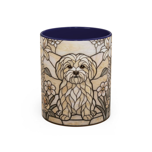 Decorative candle holder with a dog design and floral patterns on a white background