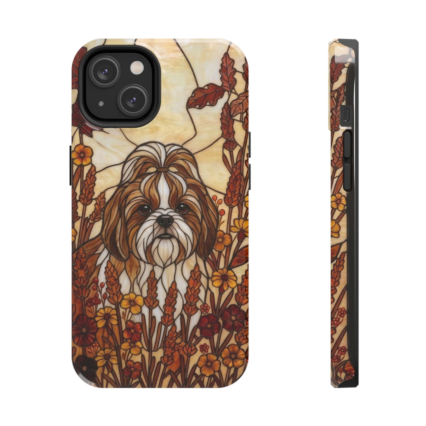 Shih Tzu Stained Glass Style Tough Case — Autumn Warmth Theme