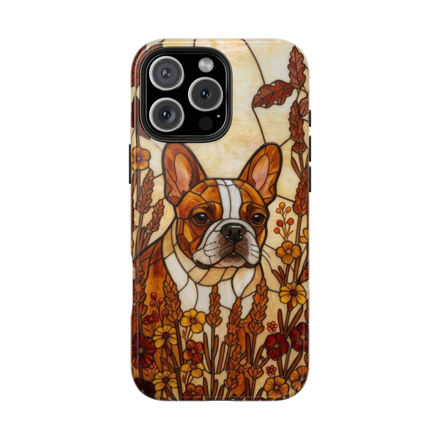 Frenchie Stained Glass Style Tough Case — Autumn Warmth Theme
