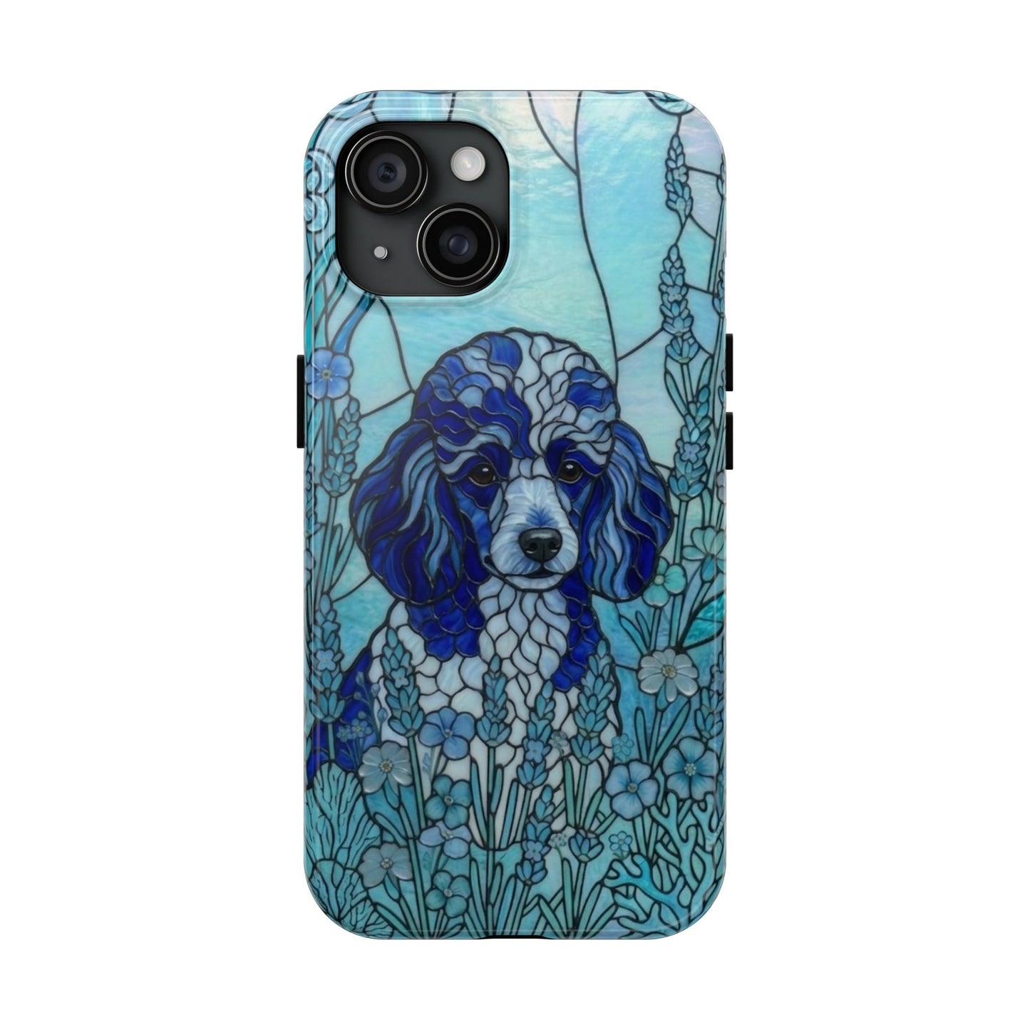 Toy Poodle Stained Glass Style Tough Case — Ocean Blue Theme